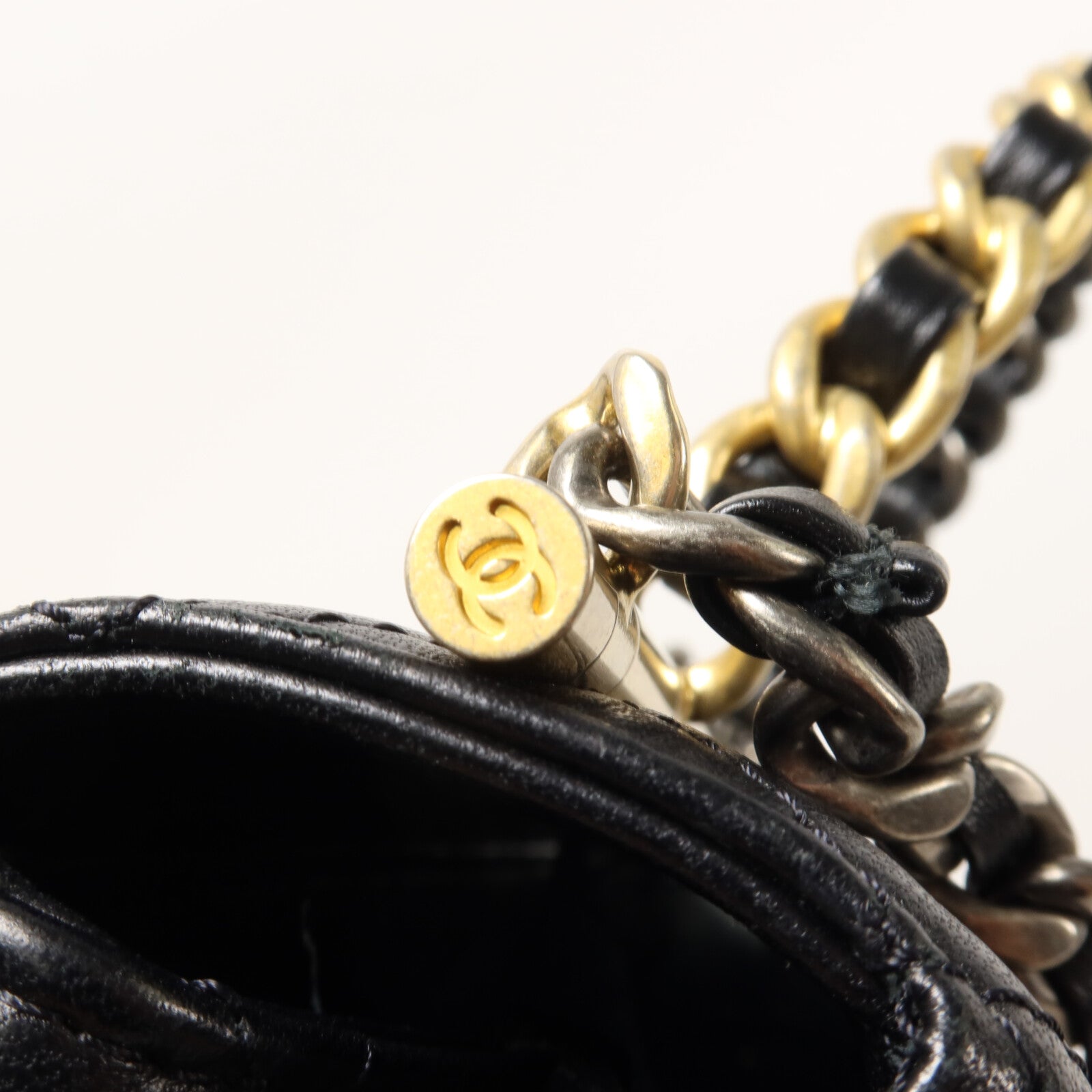 CHANEL 羊皮皮革Top Handle Flap鏈帶手挽肩背兩用袋