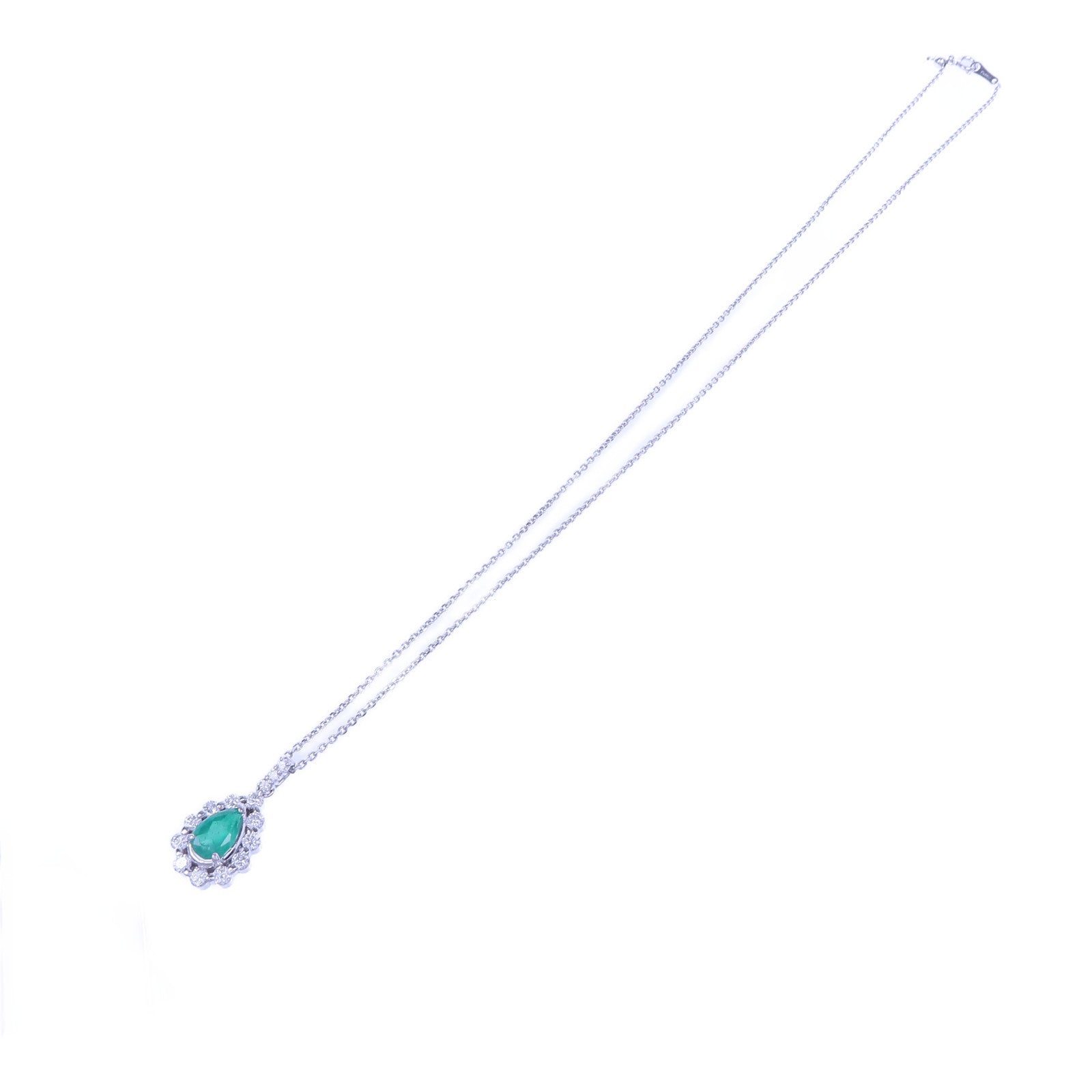 JEWELRY PT900/PT850鉑金Emerald Diamond Necklace綠寶石/鑽石項鍊