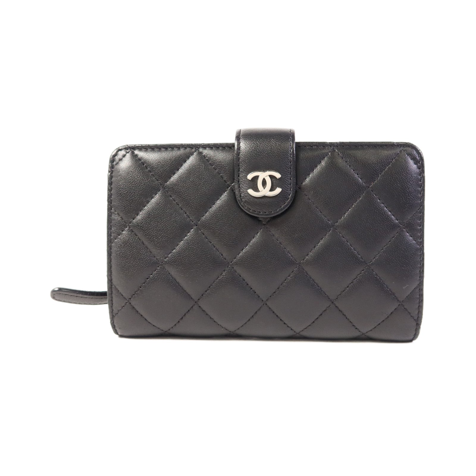 CHANEL 羊皮皮革Wallet銀扣錢包