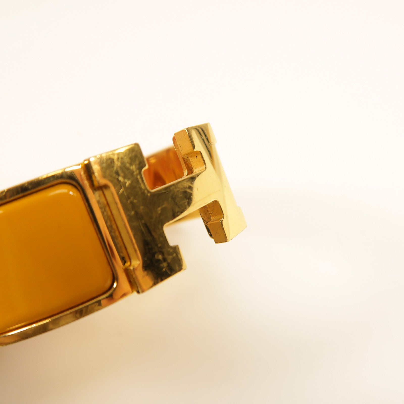 HERMES GHW Clic-Clac H Bracelet Enamel/Metal Orange