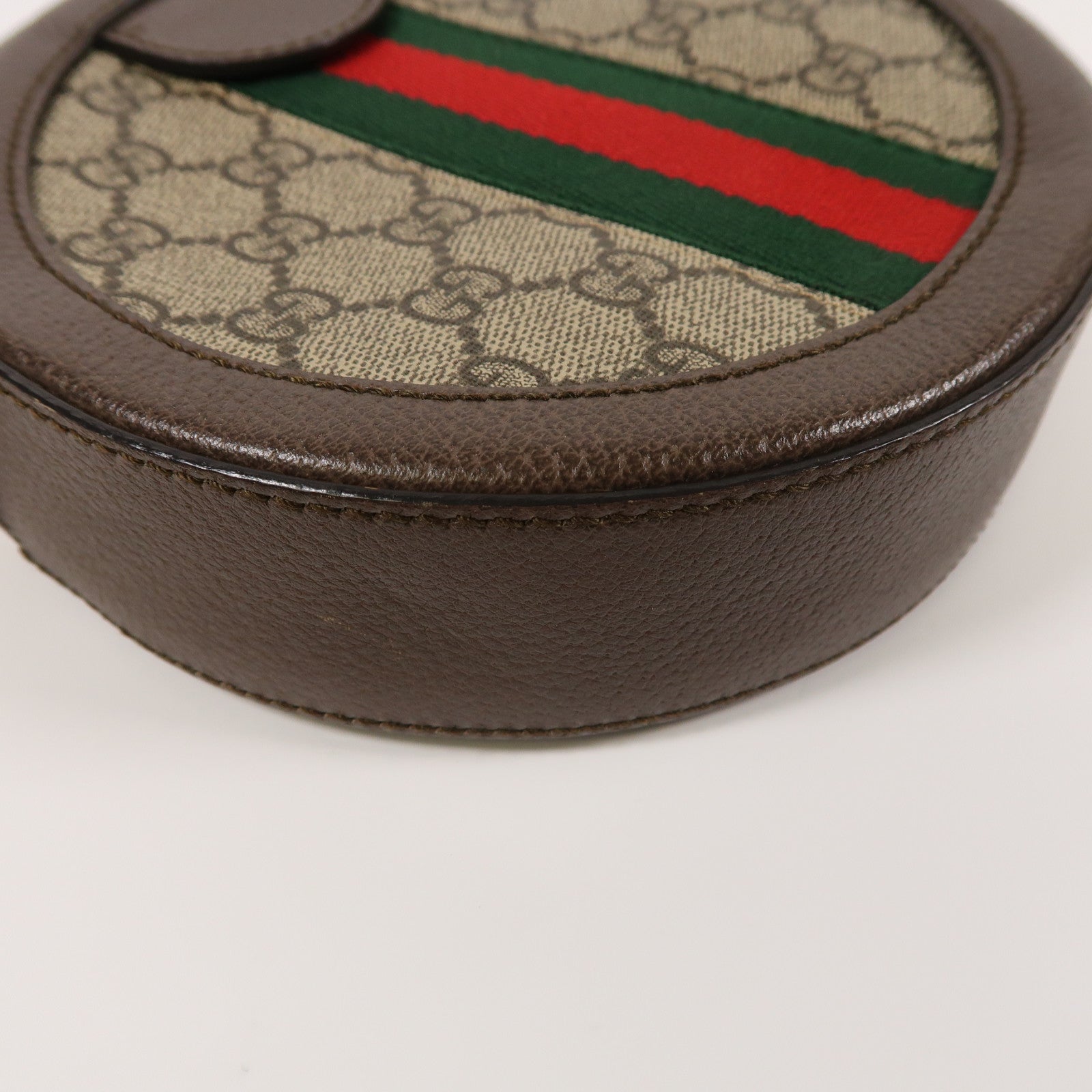 GUCCI 塗層帆布Ophidia GG金扣鏈帶肩背袋啡色