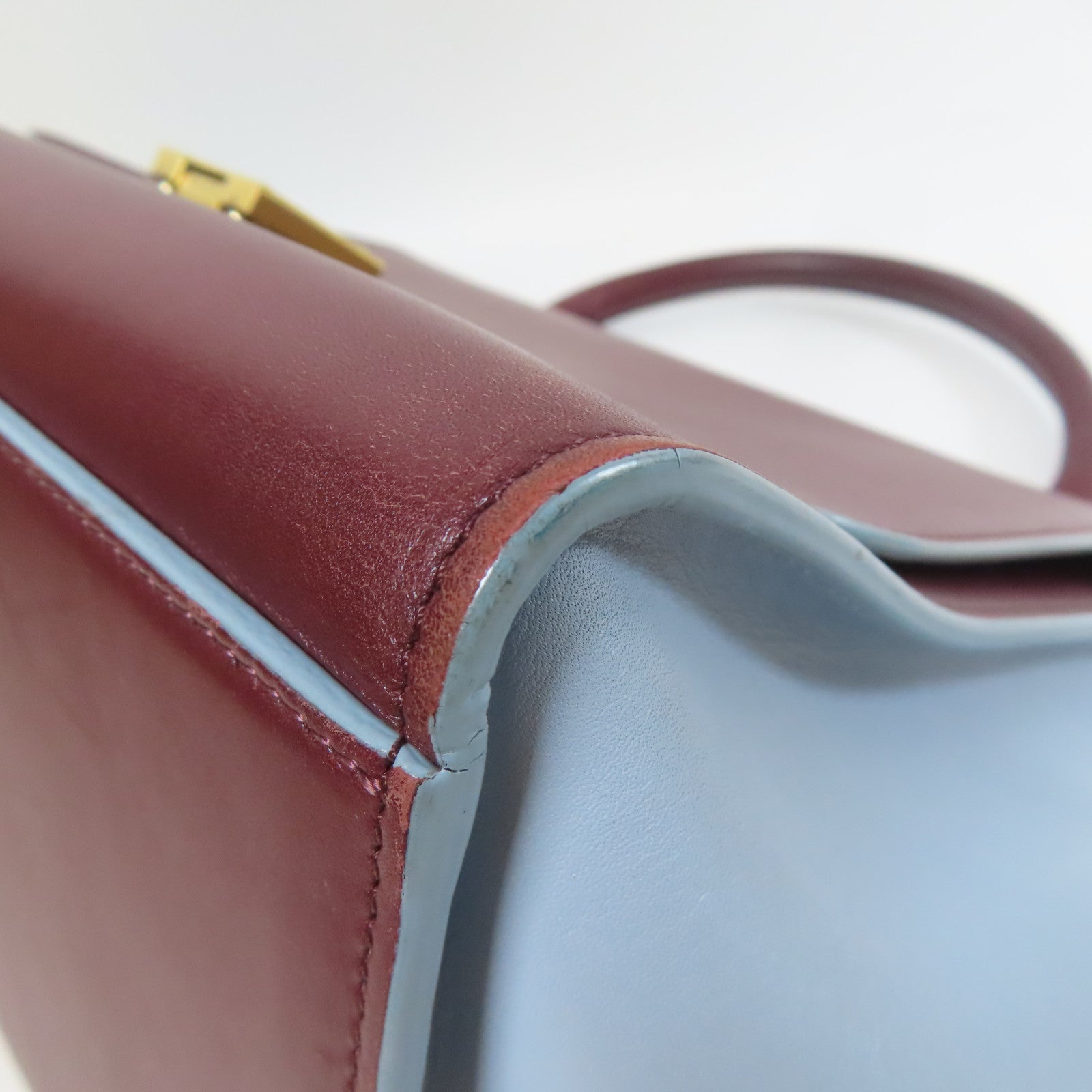 CELINE 【激減優惠】牛皮皮革Shoulder Bag金扣手挽肩背兩用袋啡色/藍色