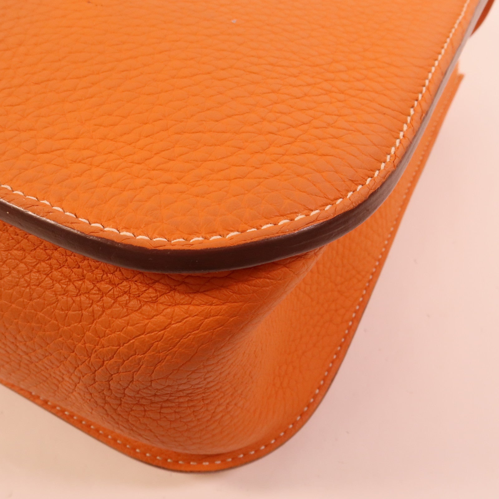 HERMES Clemence皮革Halzan 31手挽肩背兩用袋Orange