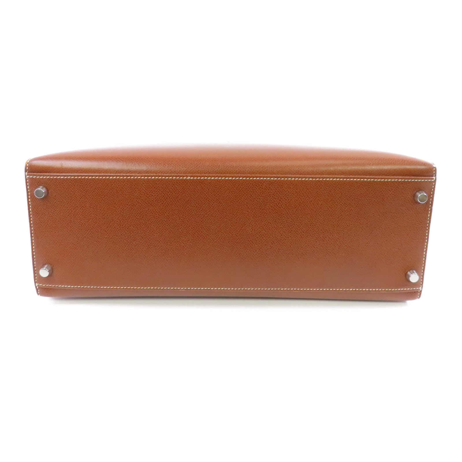 HERMES 【Hermes Fair】Ardennes皮革Kelly 35銀扣手挽肩背兩用袋Marron/棕色