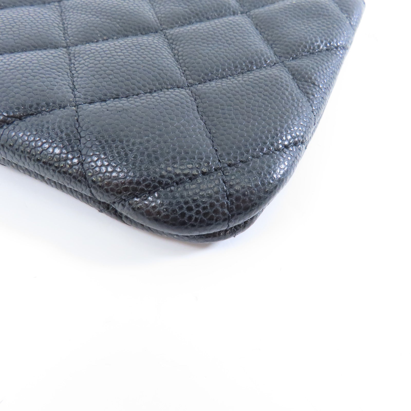 CHANEL 菱格Caviar皮革Coin Purse銀扣零錢包黑色