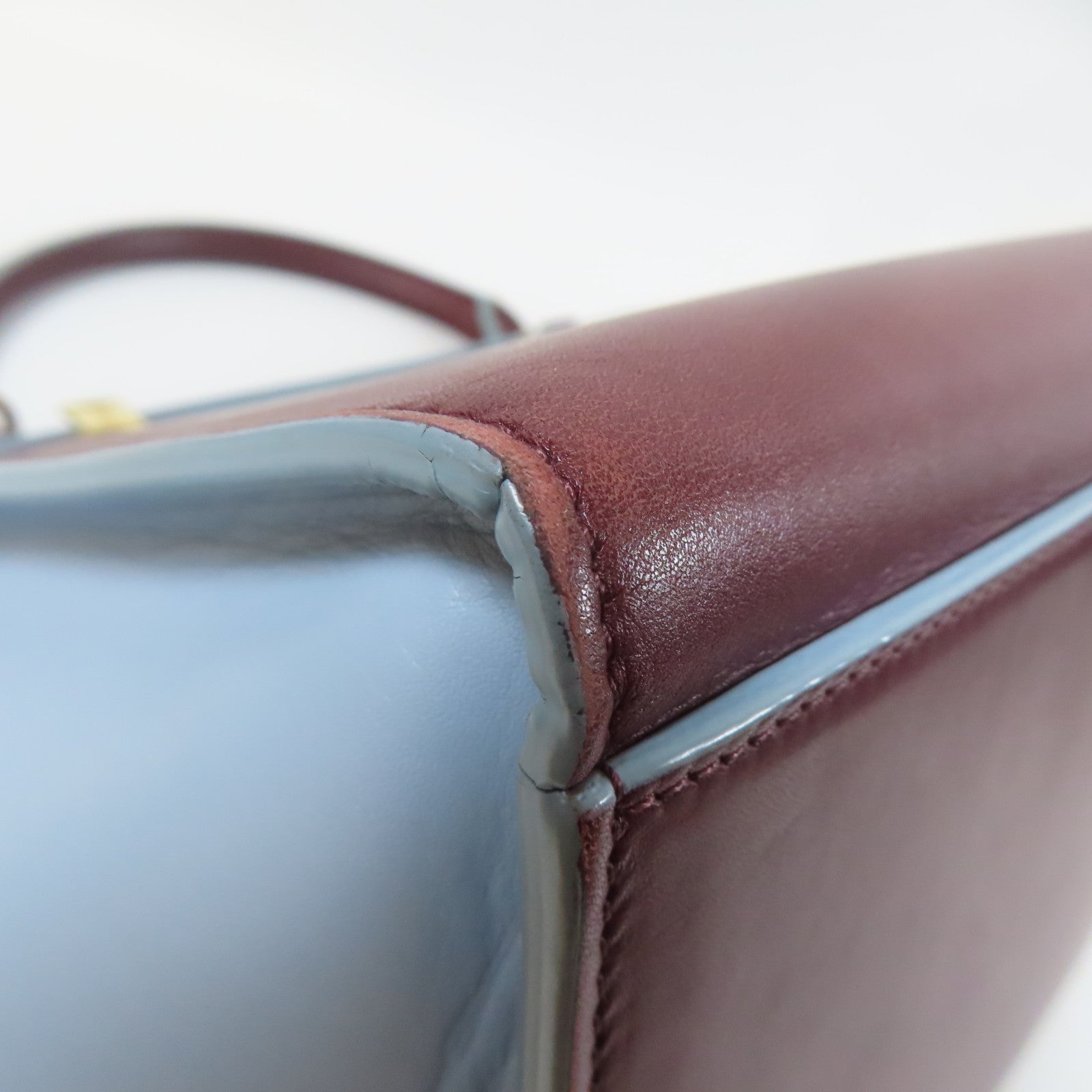 CELINE 【激減優惠】牛皮皮革Shoulder Bag金扣手挽肩背兩用袋啡色/藍色