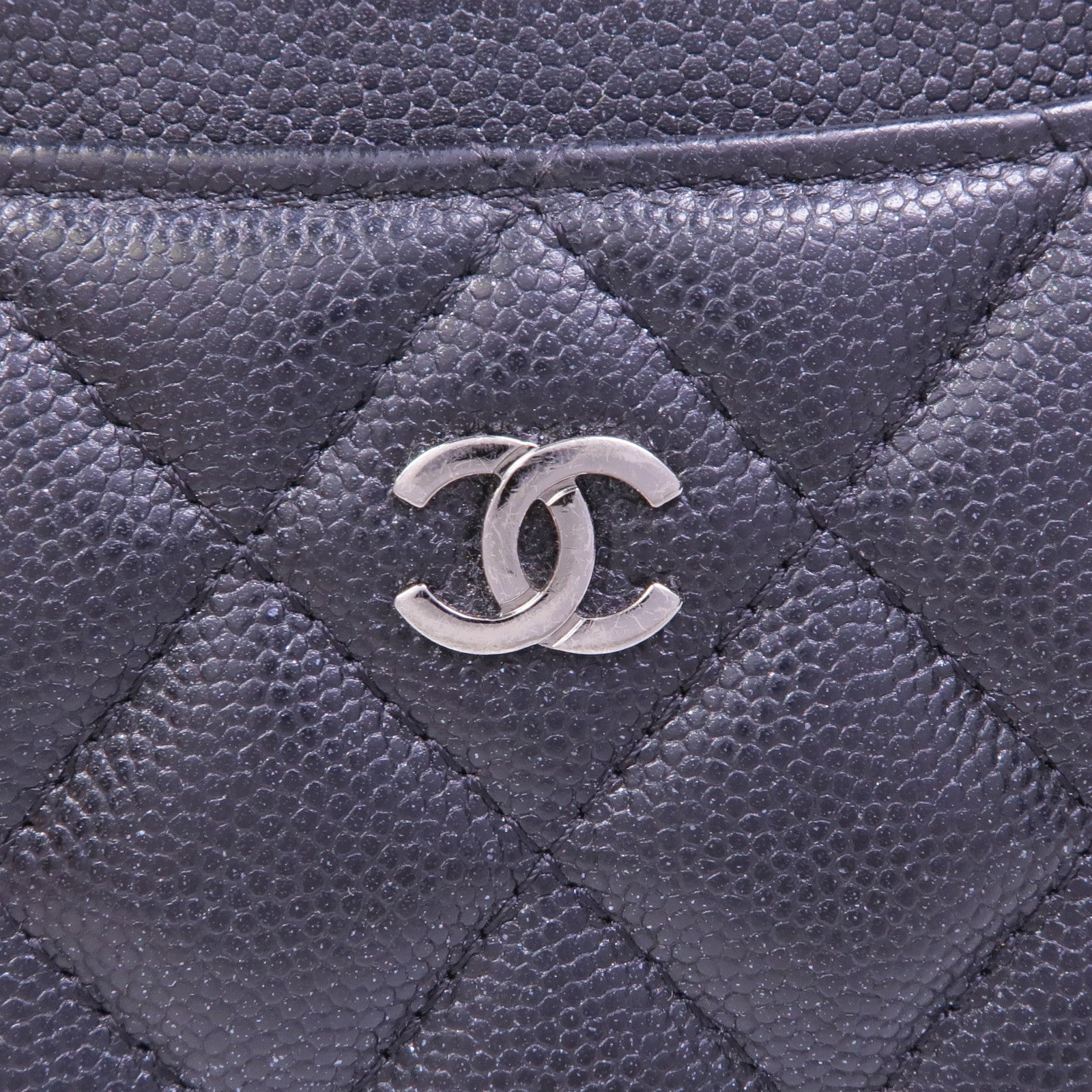 CHANEL 牛皮皮革Zipped Wallet銀扣長錢包