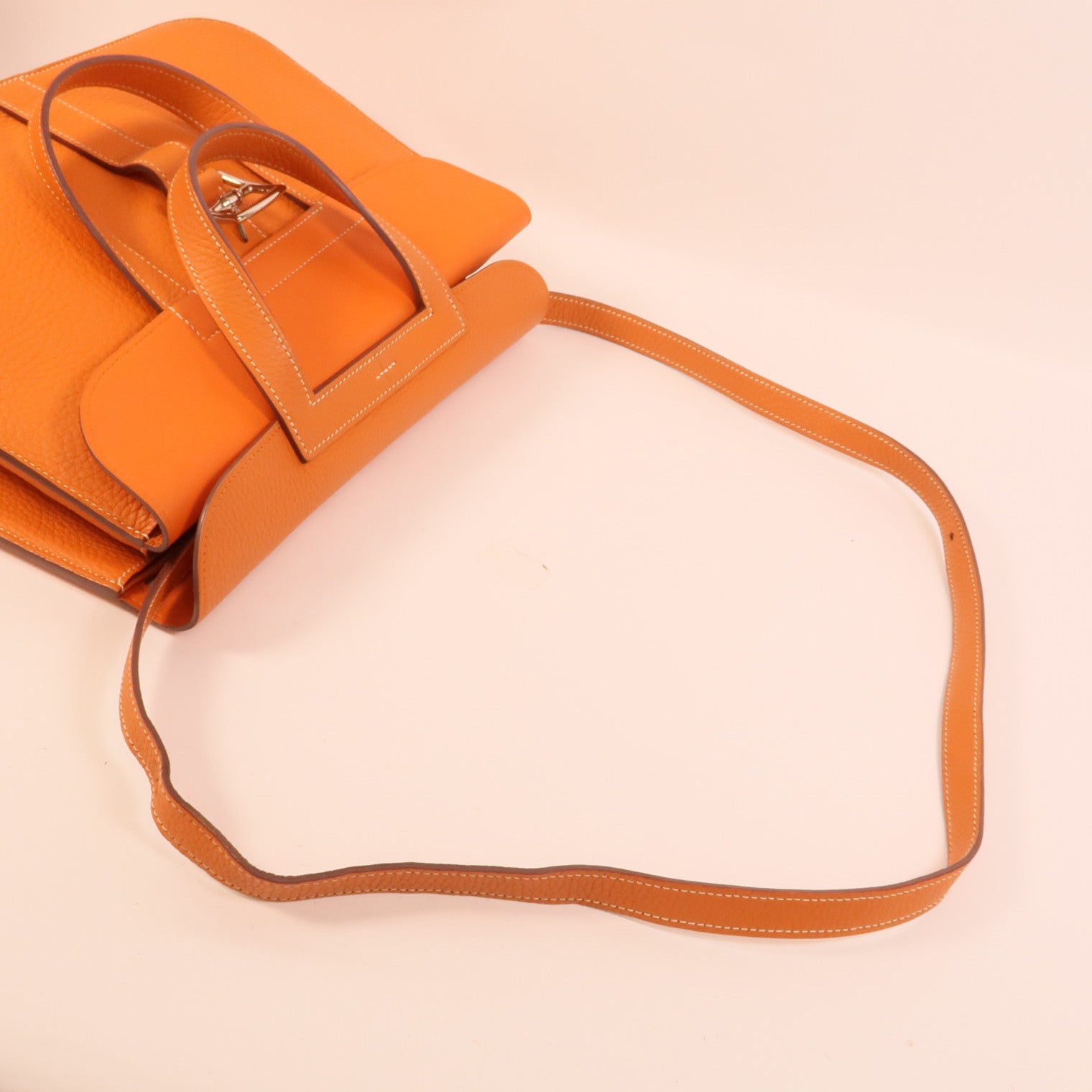HERMES Clemence皮革Halzan 31手挽肩背兩用袋Orange