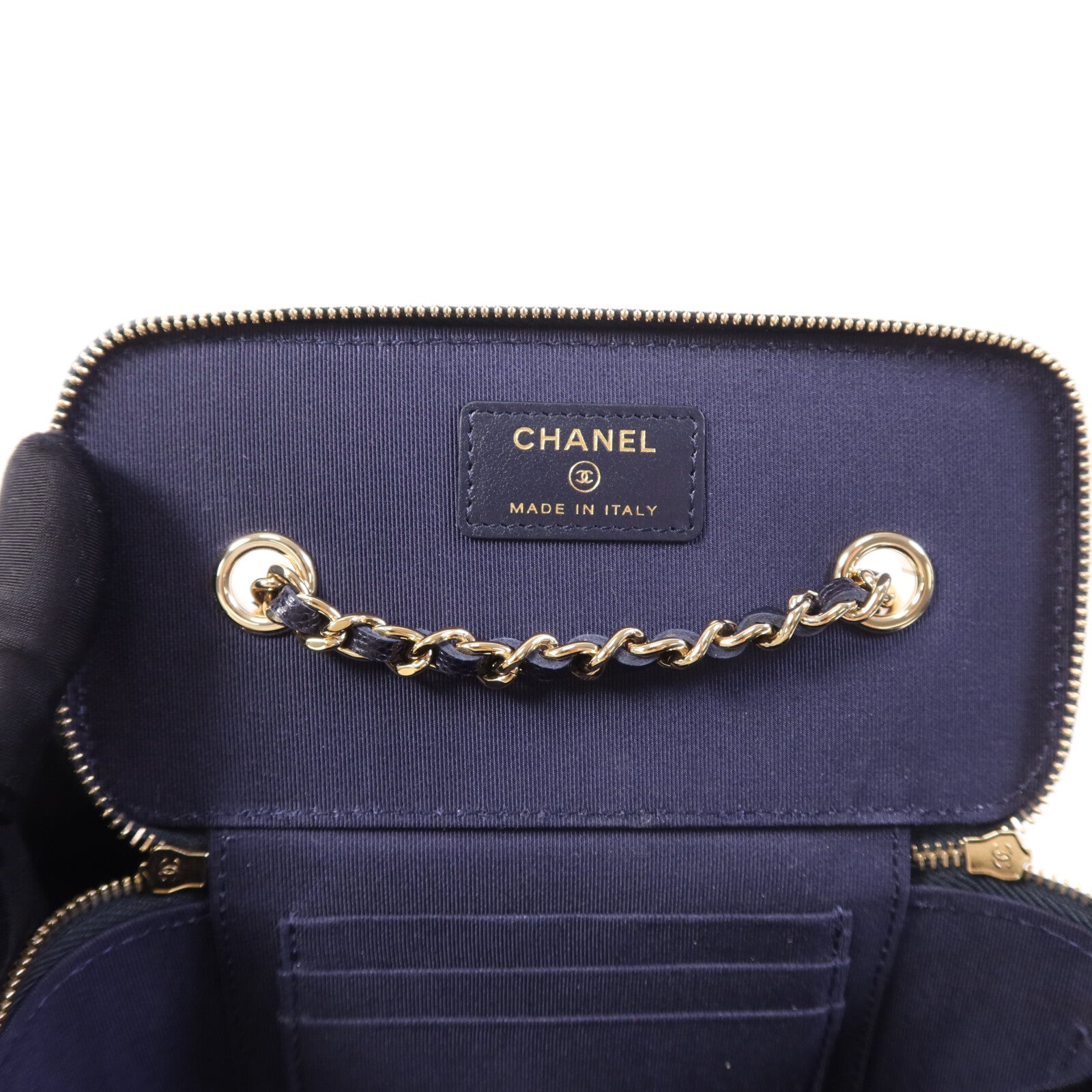 CHANEL 牛皮皮革Vanity Case金扣鏈帶肩背袋