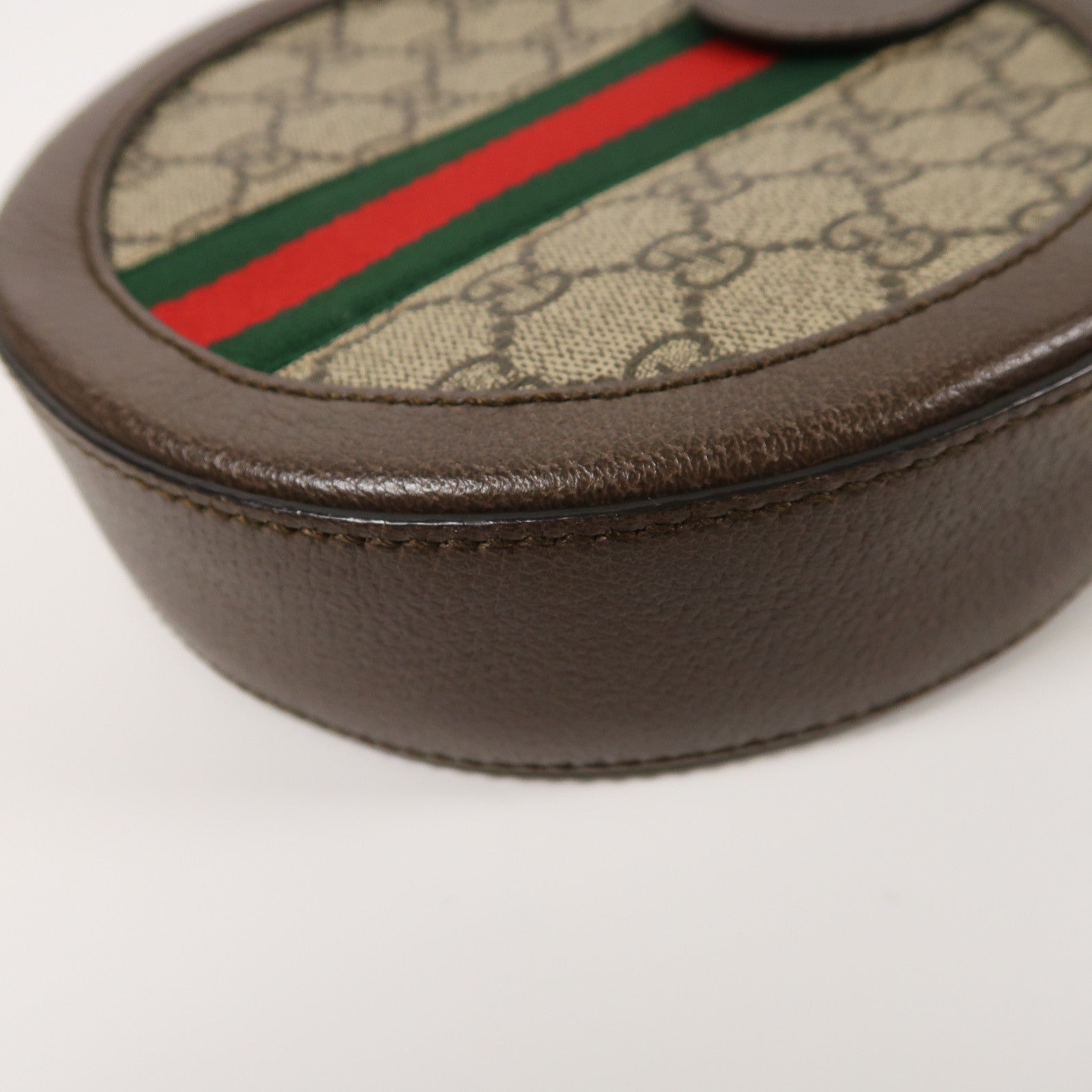 GUCCI 塗層帆布Ophidia GG金扣鏈帶肩背袋啡色