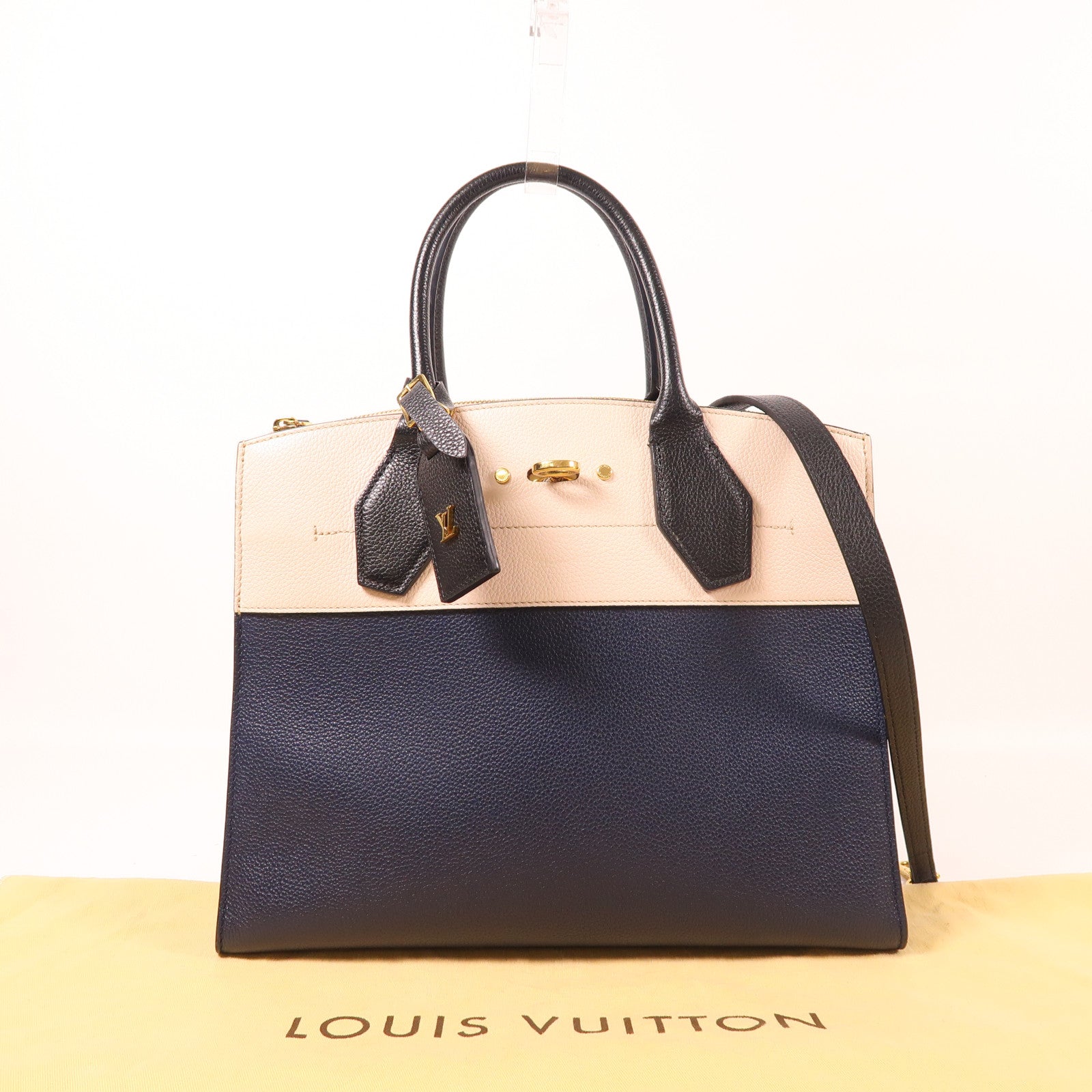 LOUIS VUITTON LV GHW City Steamer MM 2 Way Shoulder Bag M42496 Calfskin Leather
