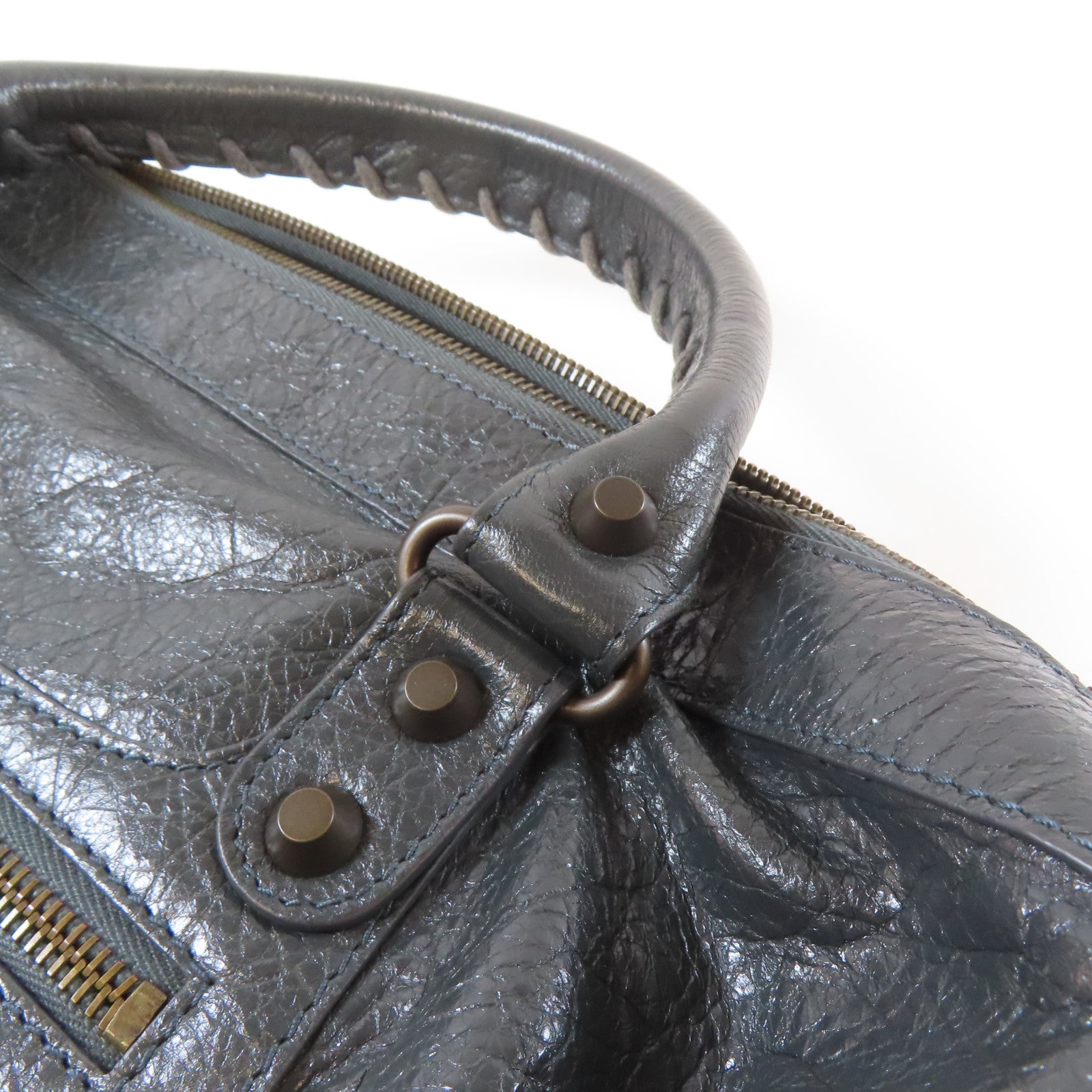 BALENCIAGA 牛皮皮革Twiggy黑扣手挽肩背兩用袋灰色