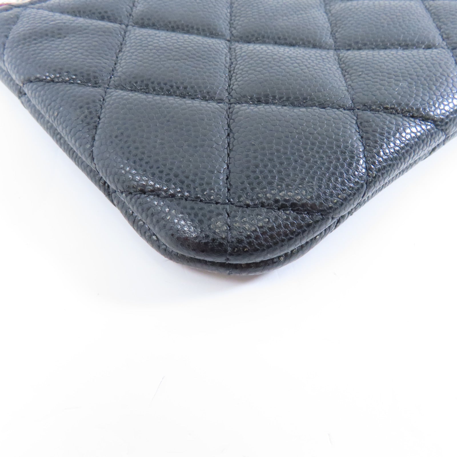 CHANEL 菱格Caviar皮革Coin Purse銀扣零錢包黑色
