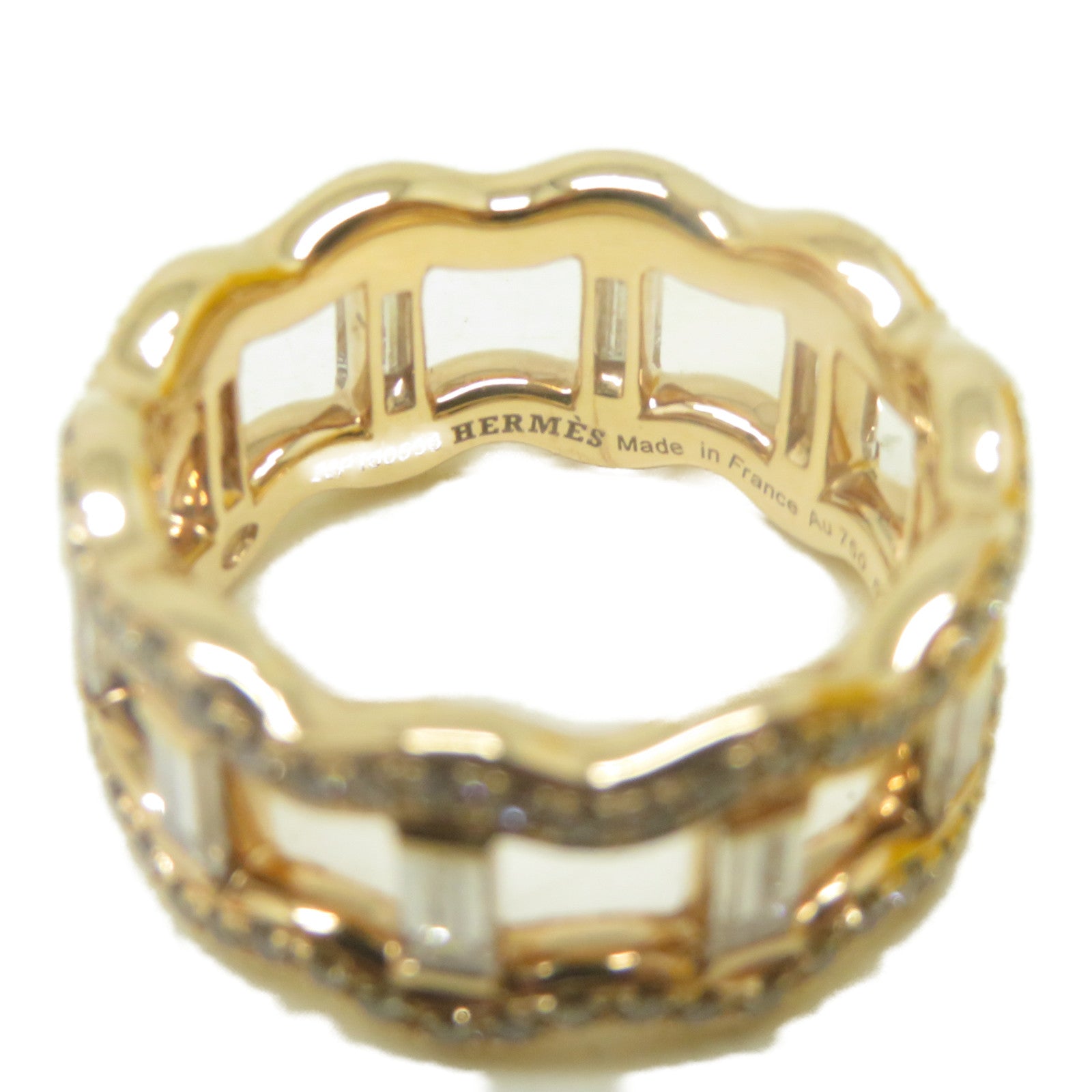 HERMES 18K玫瑰金Rose Gold Diamond Ring鑽石戒指US#6
