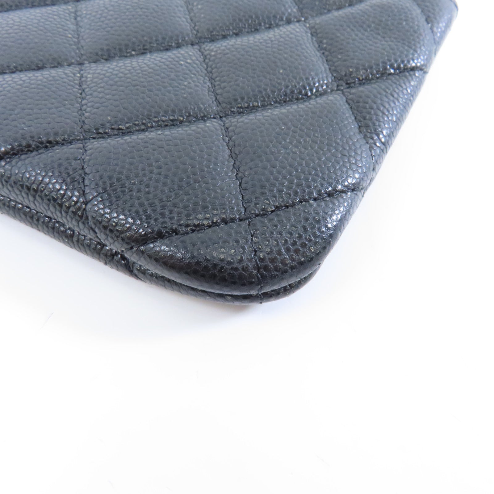 CHANEL 菱格Caviar皮革Coin Purse銀扣零錢包黑色