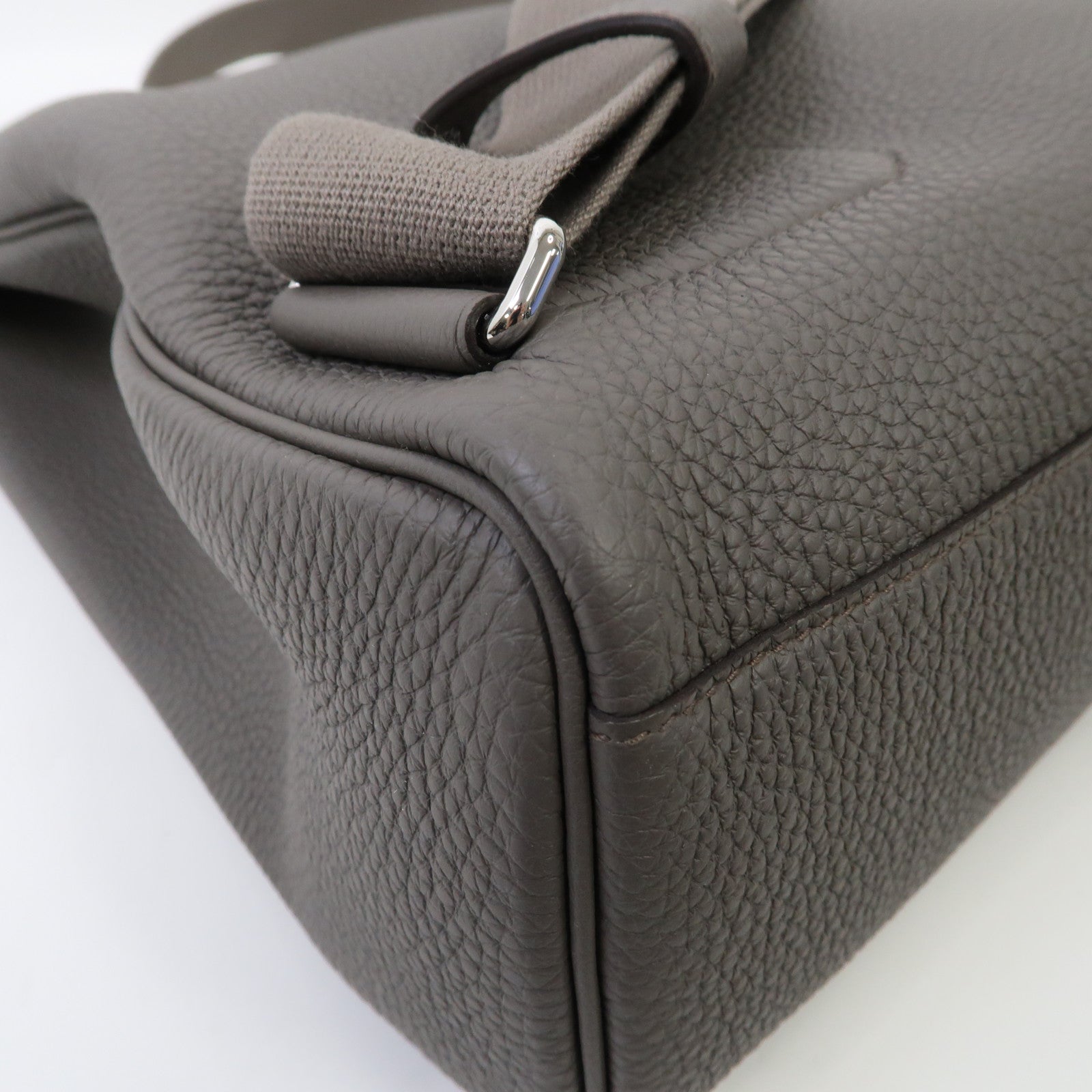 HERMES Togo皮革Hac A Dos GM銀扣背包錫器灰色