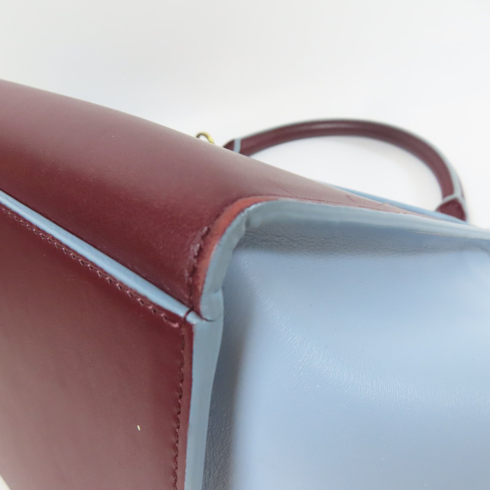 CELINE 【激減優惠】牛皮皮革Shoulder Bag金扣手挽肩背兩用袋啡色/藍色