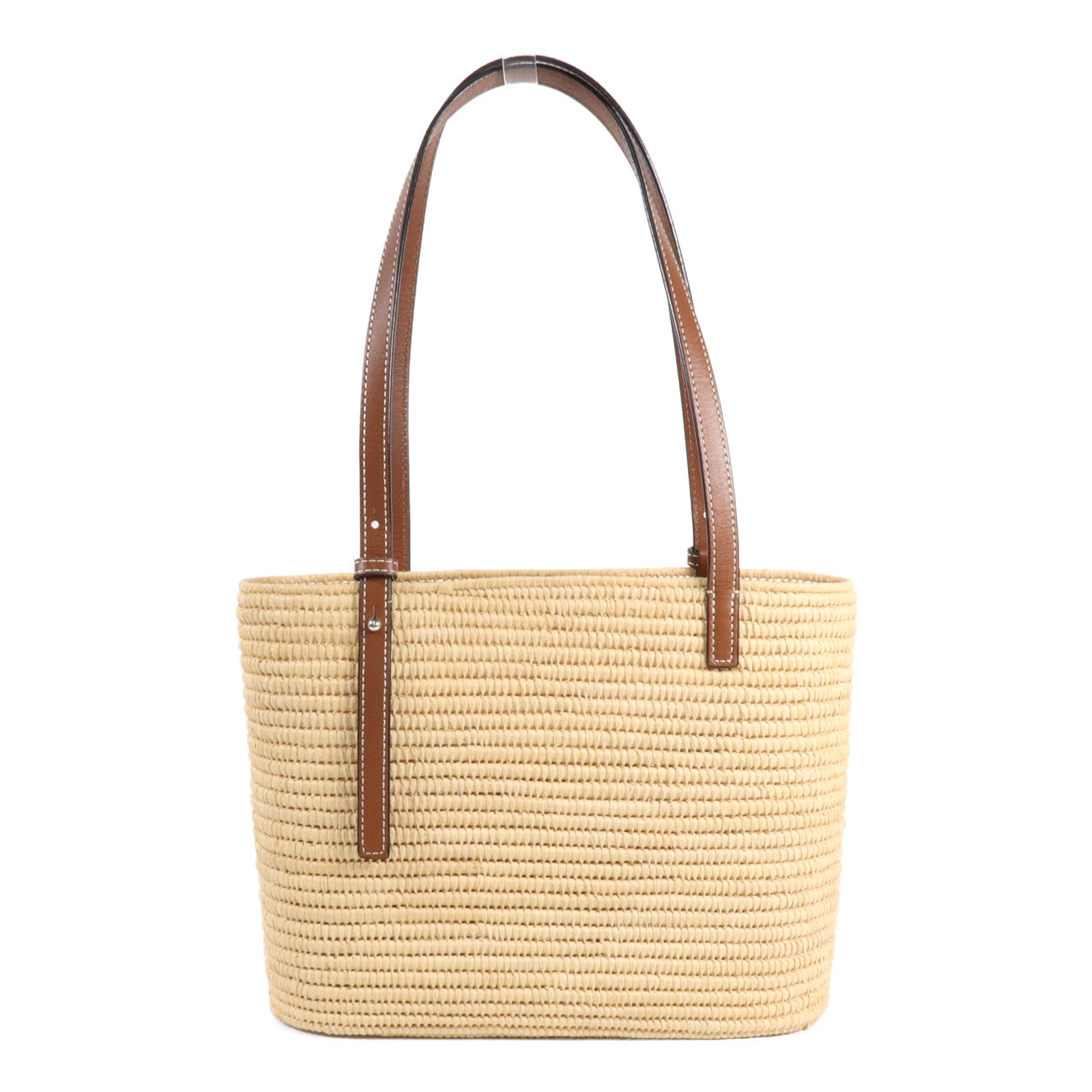 LOEWE 酒椰/皮革Raffia Small Square Basket肩背袋