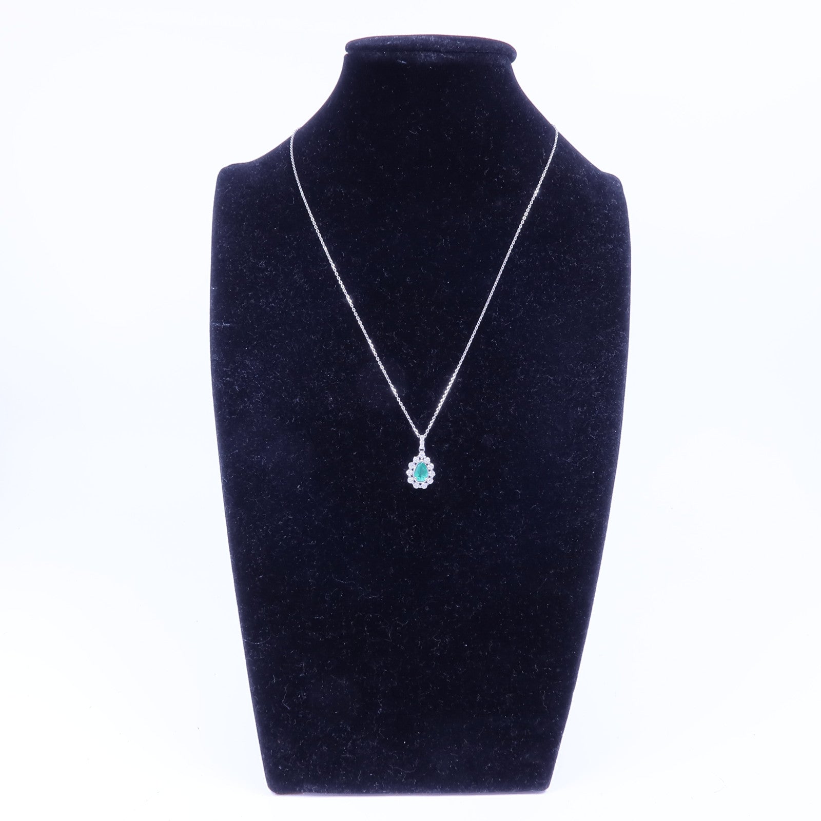 JEWELRY PT900/PT850鉑金Emerald Diamond Necklace綠寶石/鑽石項鍊