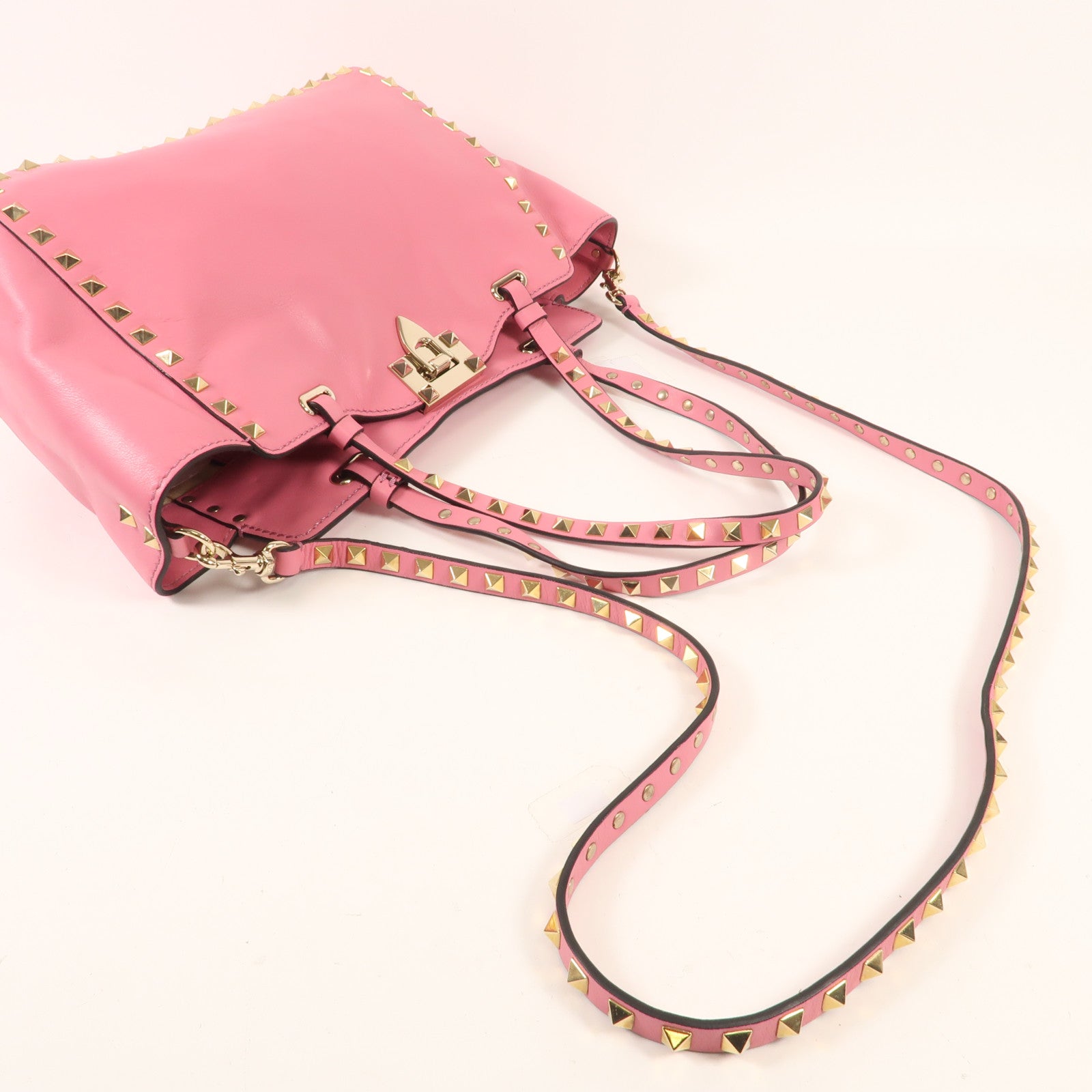 Valentino 牛皮皮革Rockstud金扣手挽肩背兩用袋