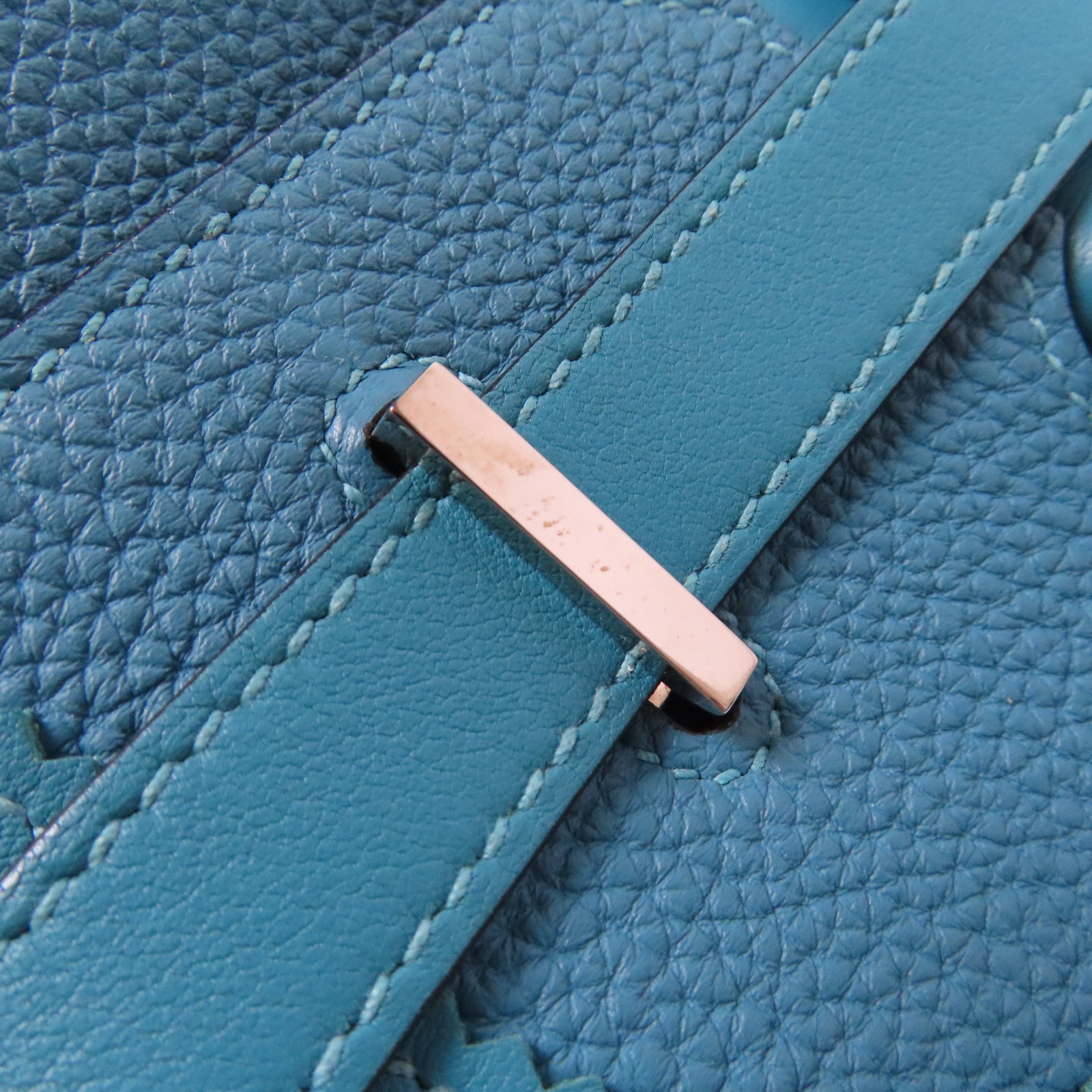HERMES 【激減優惠】Togo皮革/Swift皮革Ghillies Birkin 35銀扣手挽袋Turquoise土耳其亮藍色