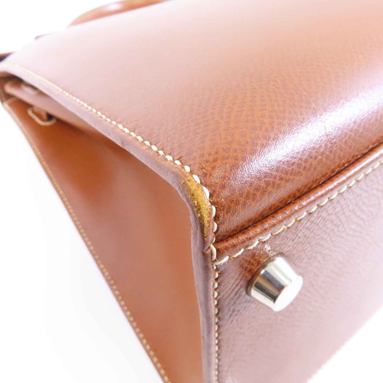 HERMES 【Hermes Fair】Ardennes皮革Kelly 35銀扣手挽肩背兩用袋Marron/棕色