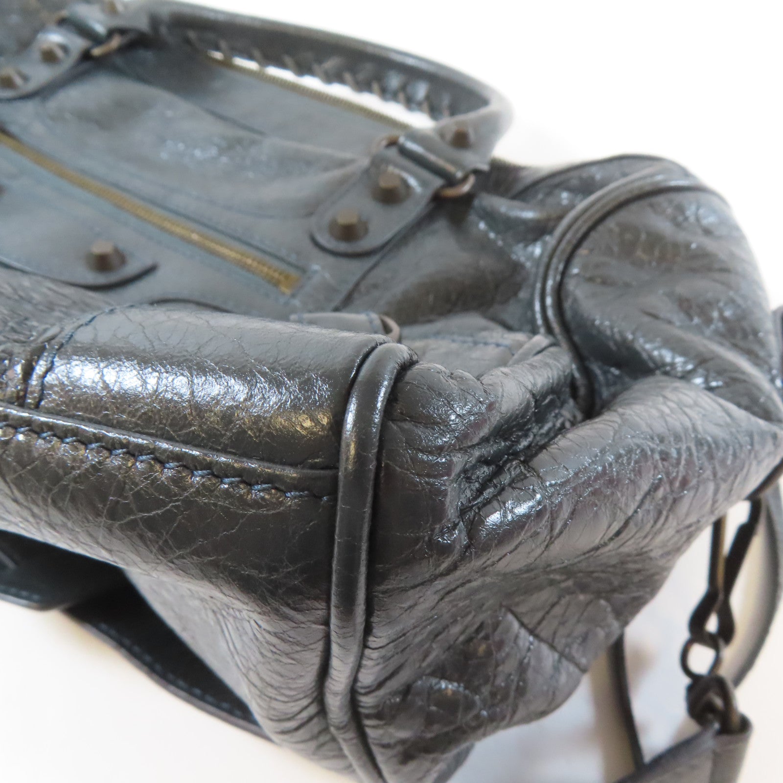 BALENCIAGA 牛皮皮革Twiggy黑扣手挽肩背兩用袋灰色
