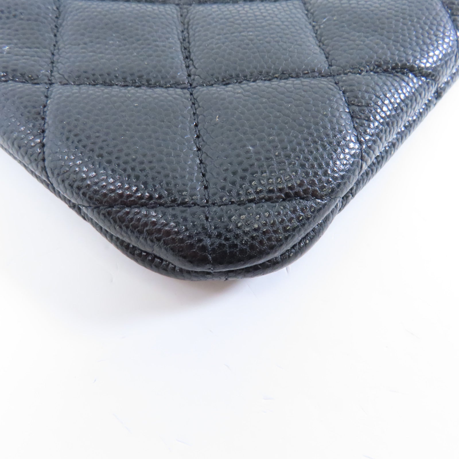 CHANEL 菱格Caviar皮革Coin Purse銀扣零錢包黑色
