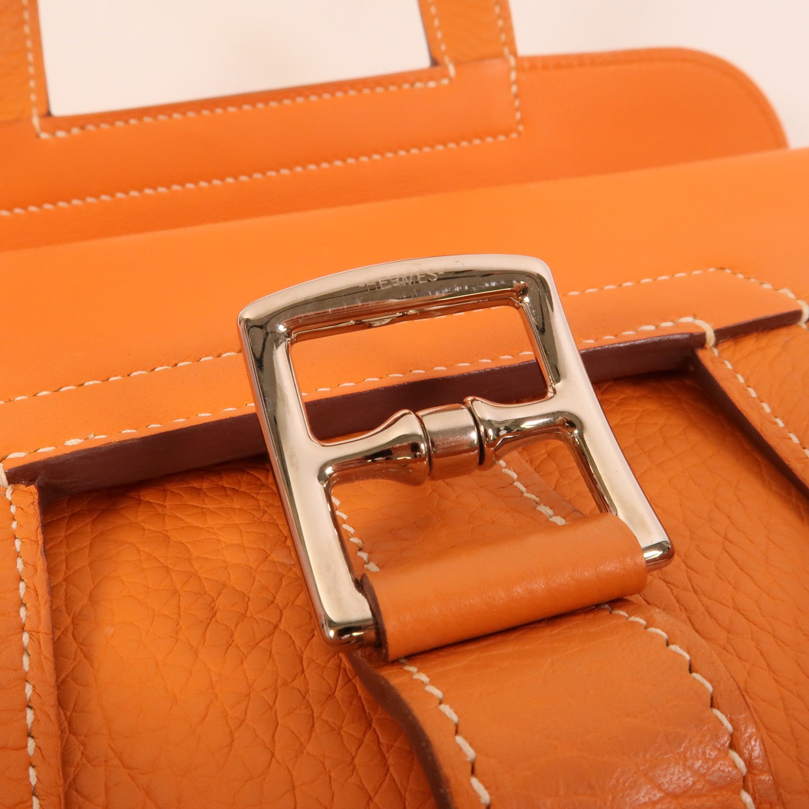 HERMES Clemence皮革Halzan 31手挽肩背兩用袋Orange