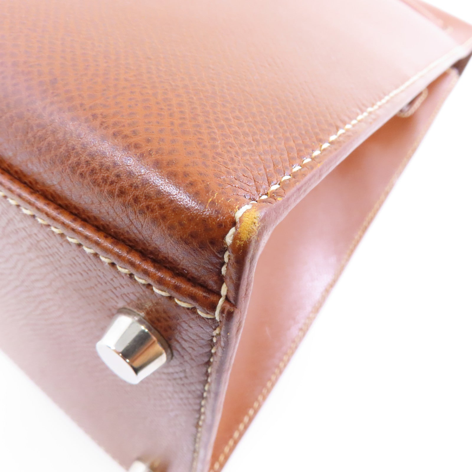 HERMES 【Hermes Fair】Ardennes皮革Kelly 35銀扣手挽肩背兩用袋Marron/棕色