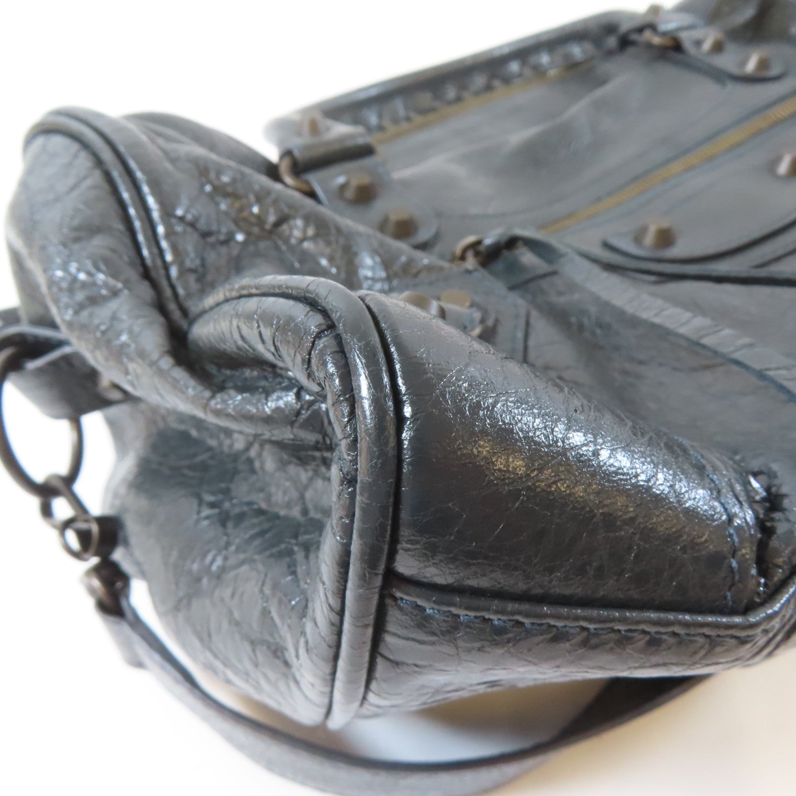BALENCIAGA 牛皮皮革Twiggy黑扣手挽肩背兩用袋灰色