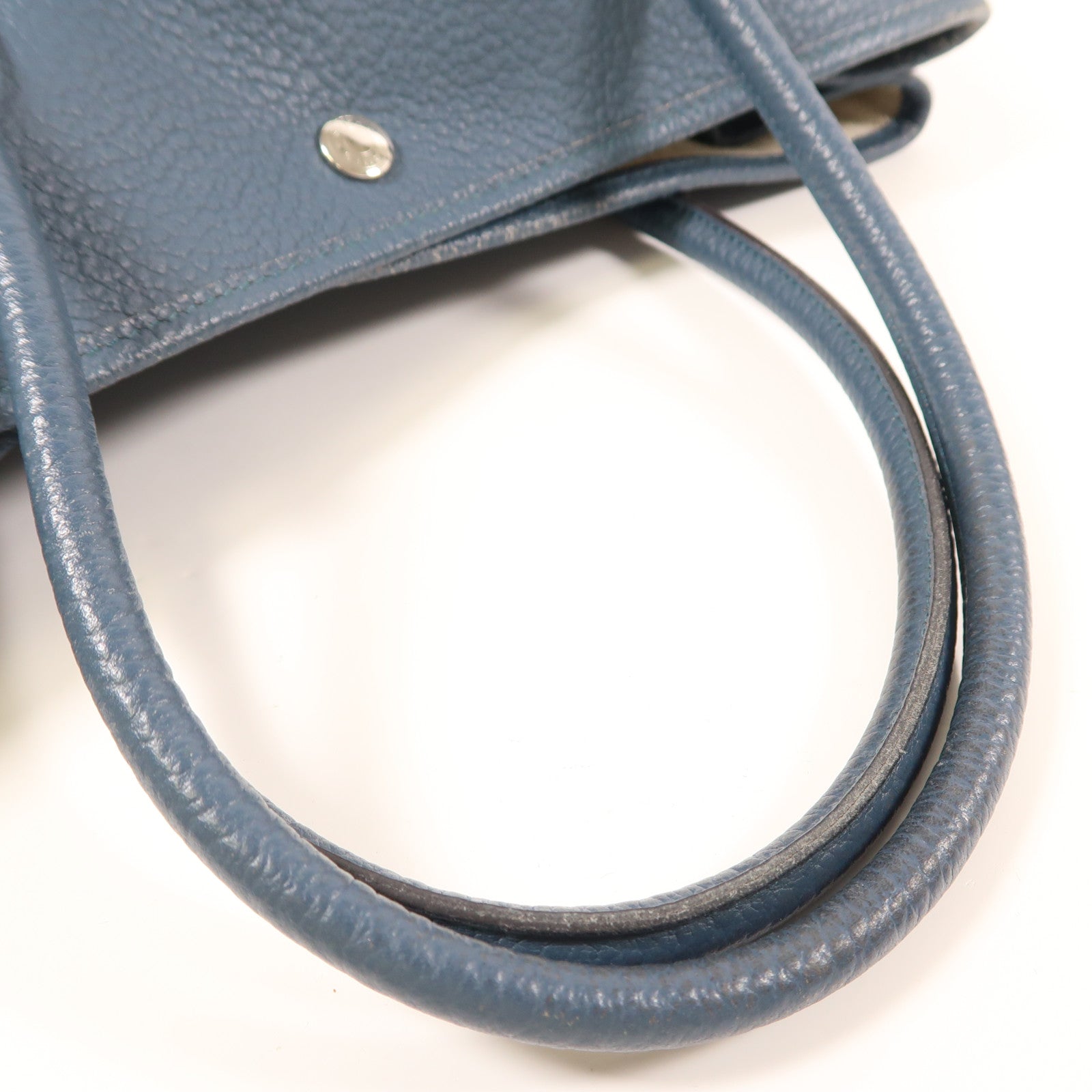 HERMES【激減優惠】 Negonda皮革Garden Party PM銀扣手挽袋Bleu Orage藍色
