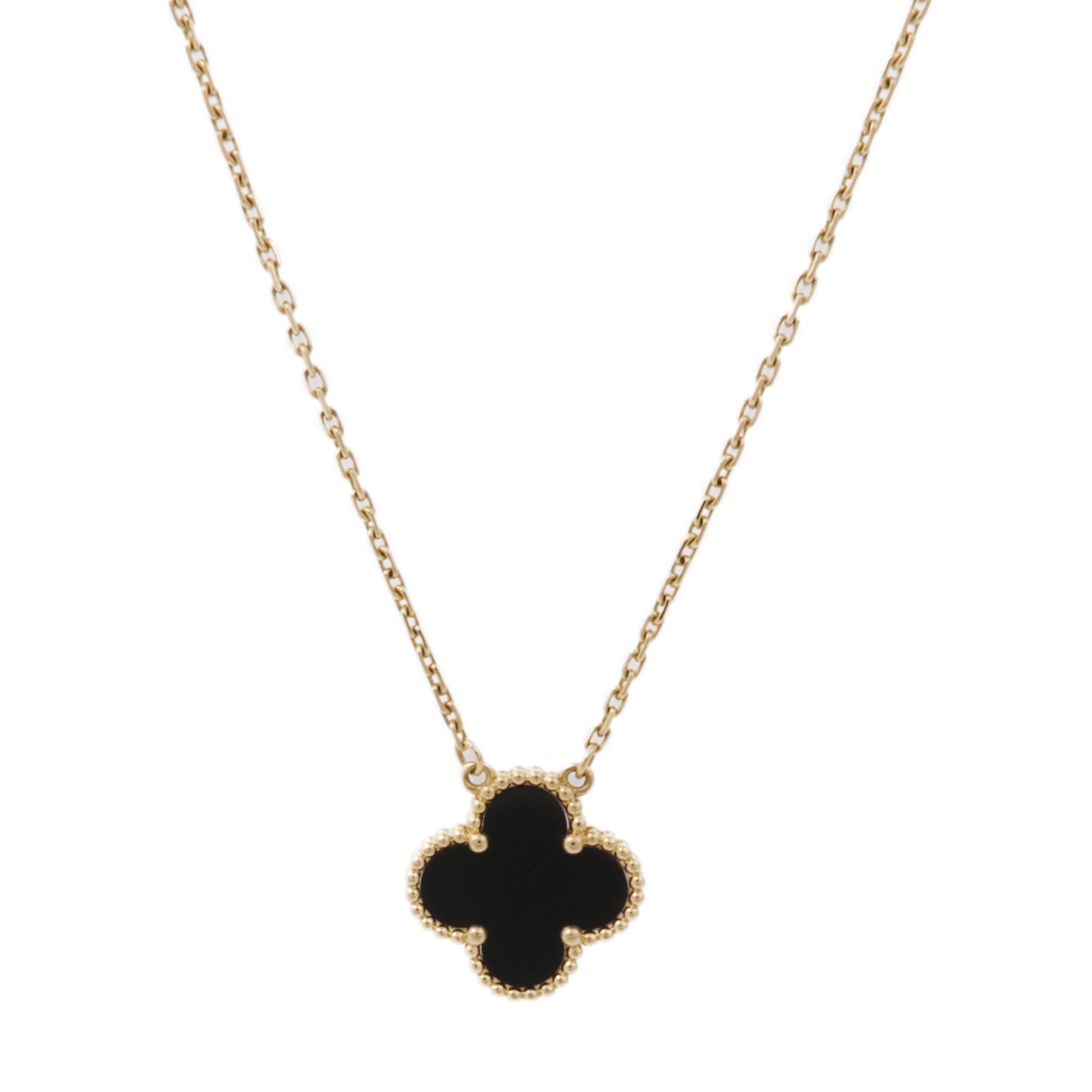 Van Cleef & Arpels 18K黃金Vintage Alhambra Pendant縞瑪瑙項鍊