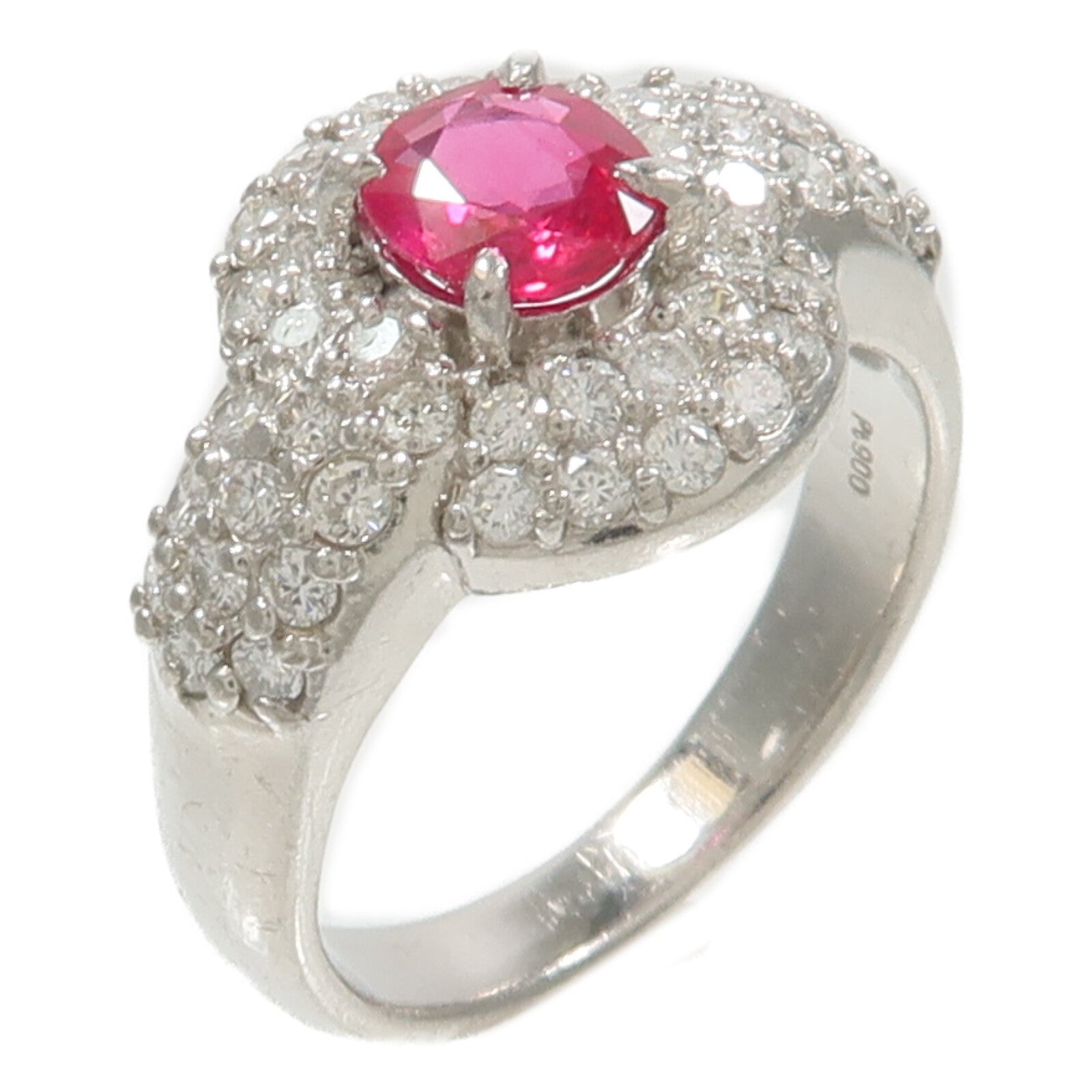 JEWELRY PT900鉑金Ruby Diamond Ring紅寶石/鑽石戒指