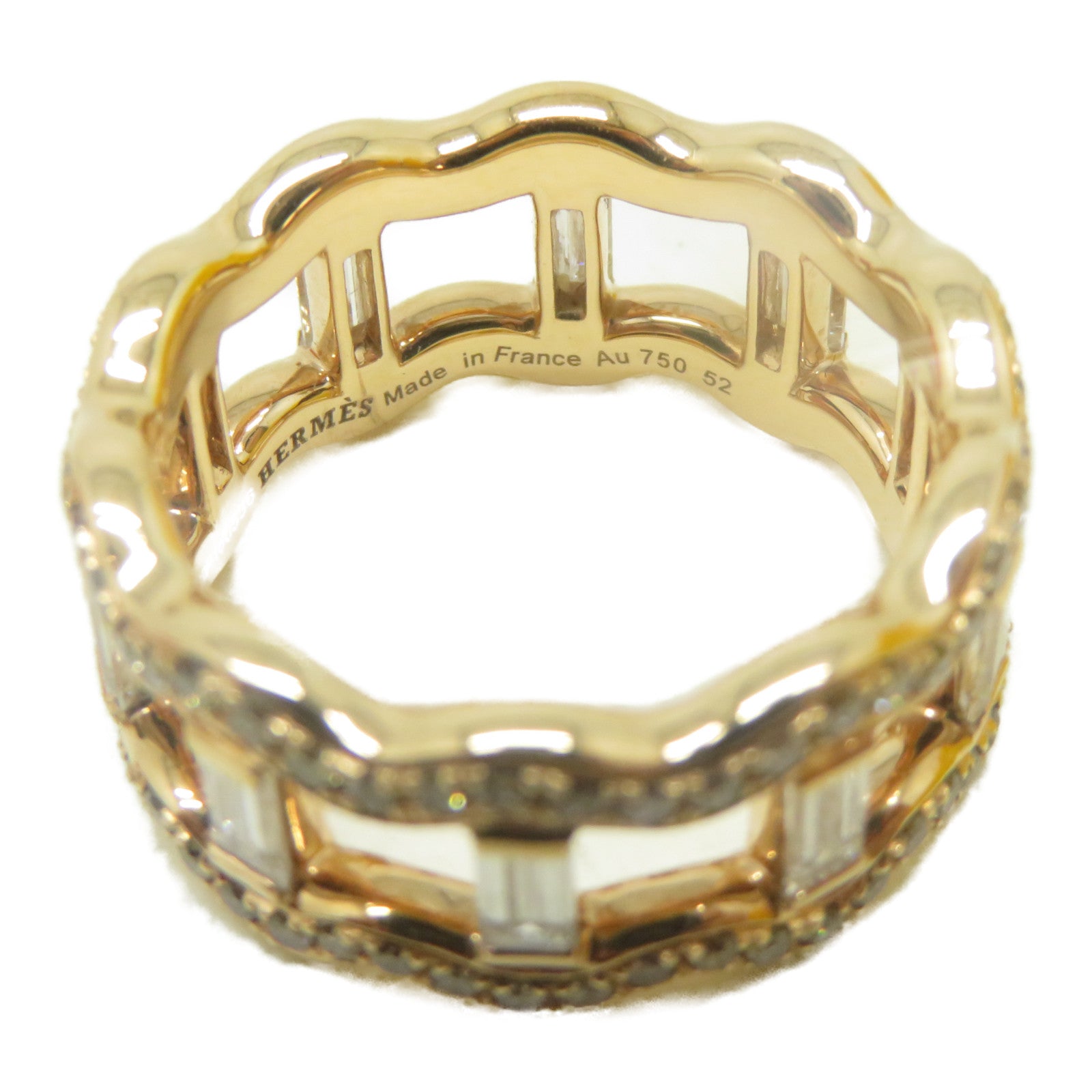 HERMES 18K玫瑰金Rose Gold Diamond Ring鑽石戒指US#6