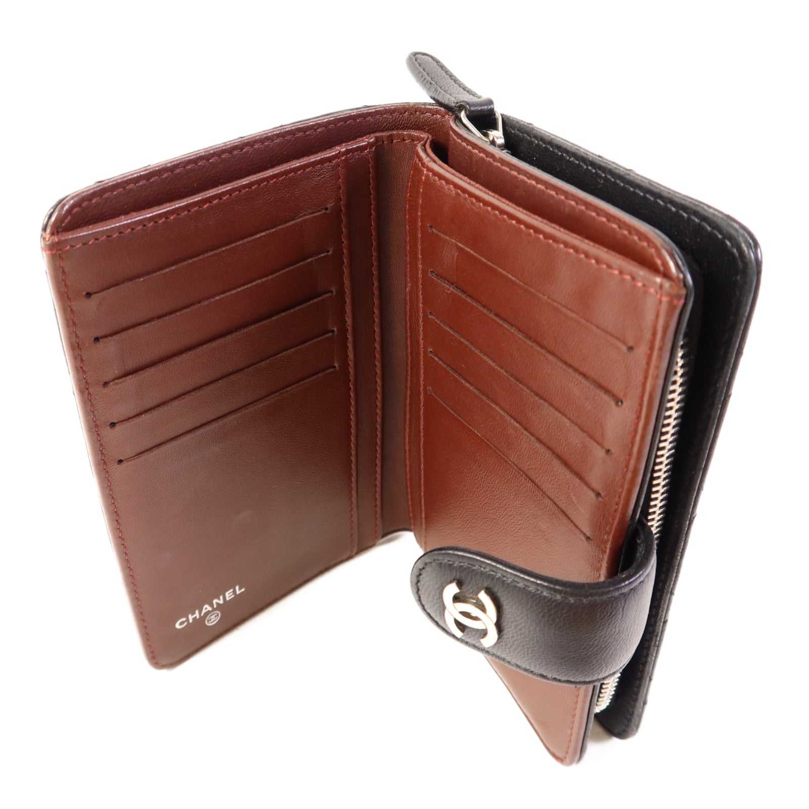 CHANEL 羊皮皮革Wallet銀扣錢包