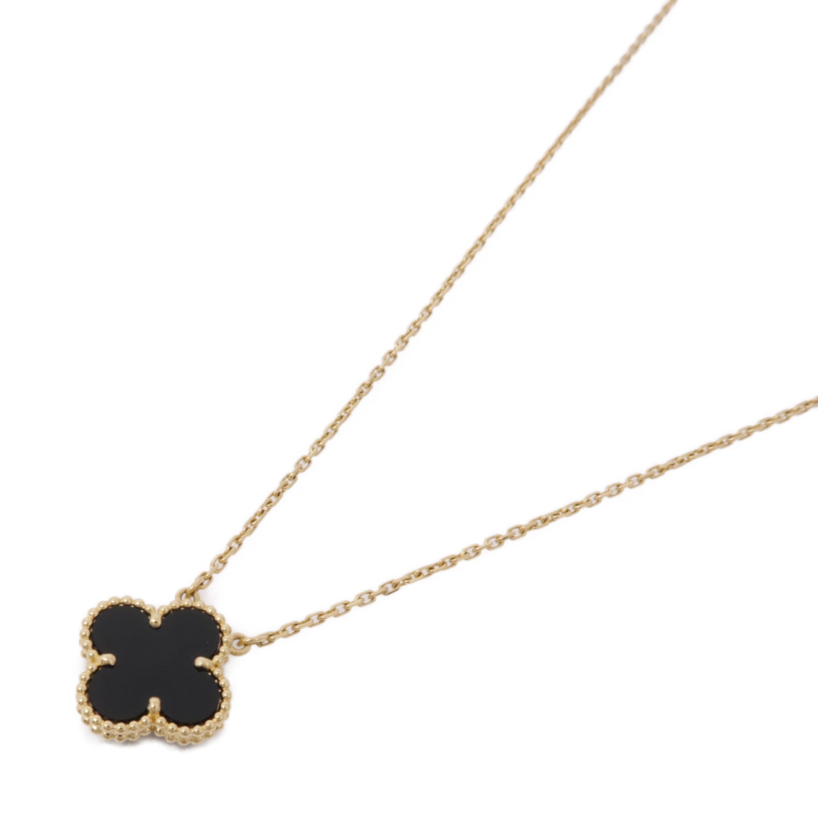 Van Cleef & Arpels 18K黃金Vintage Alhambra Pendant縞瑪瑙項鍊