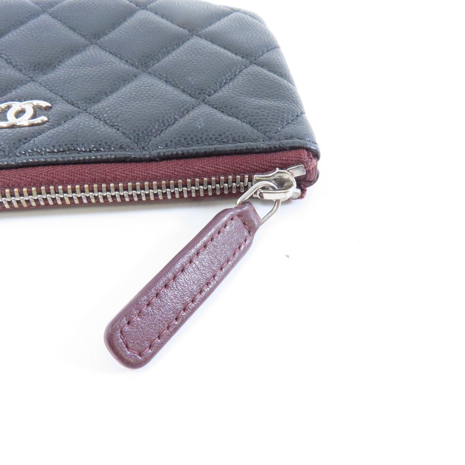 CHANEL 菱格Caviar皮革Coin Purse銀扣零錢包黑色