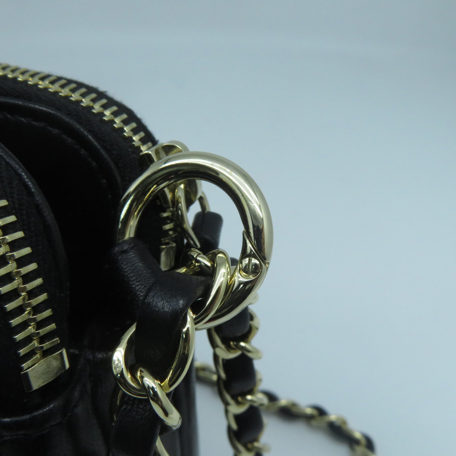 CHANEL 菱格漆皮皮革Chain Shoulder Bag金色鏈帶肩背袋黑色