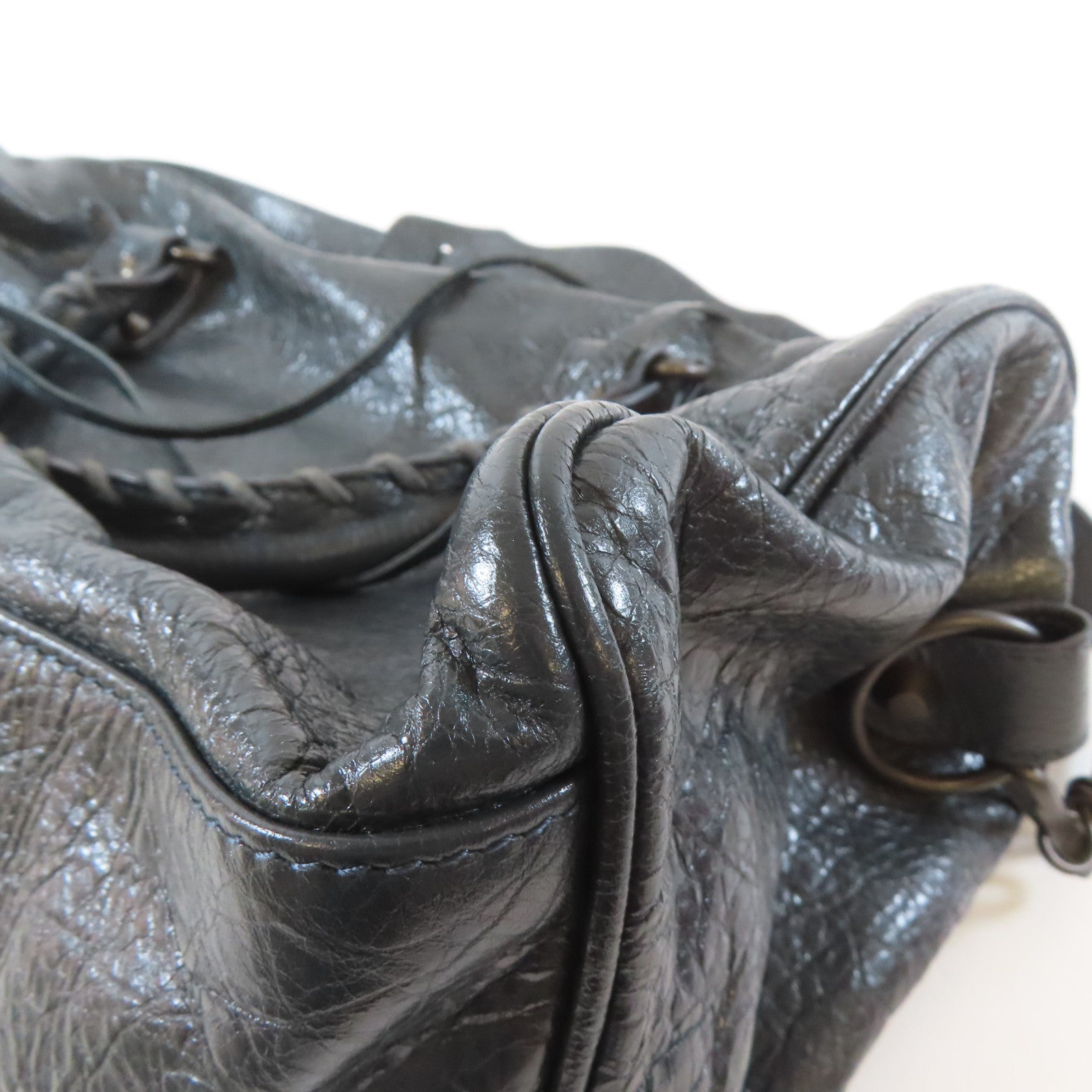 BALENCIAGA 牛皮皮革Twiggy黑扣手挽肩背兩用袋灰色