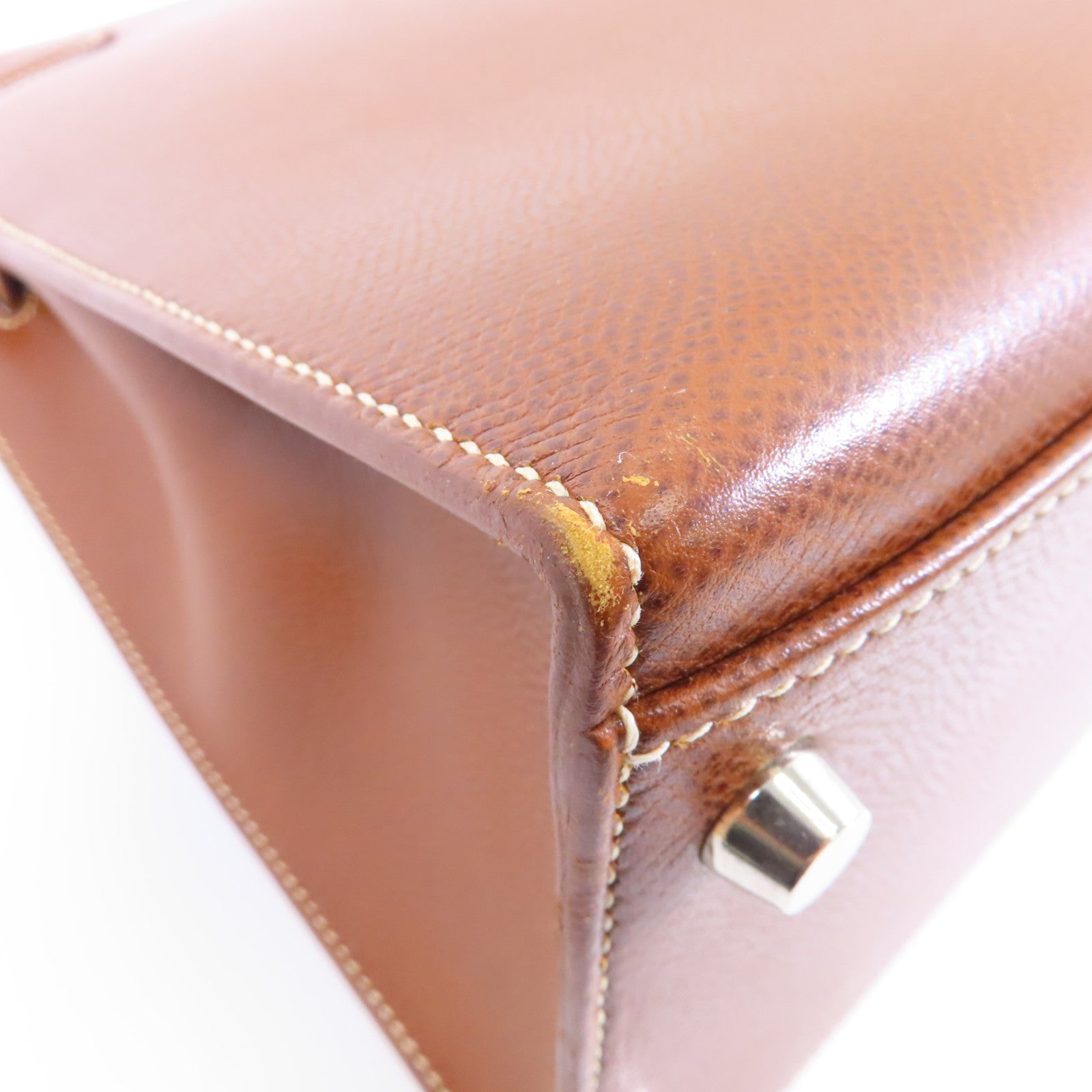 HERMES 【Hermes Fair】Ardennes皮革Kelly 35銀扣手挽肩背兩用袋Marron/棕色