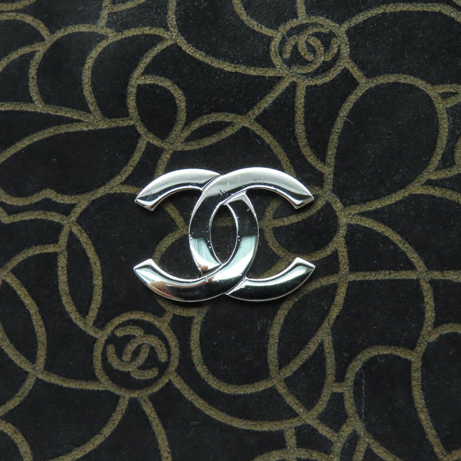 CHANEL 【清倉大減價】麂皮皮革Chain Shoulder銀扣鏈帶肩背袋黑色