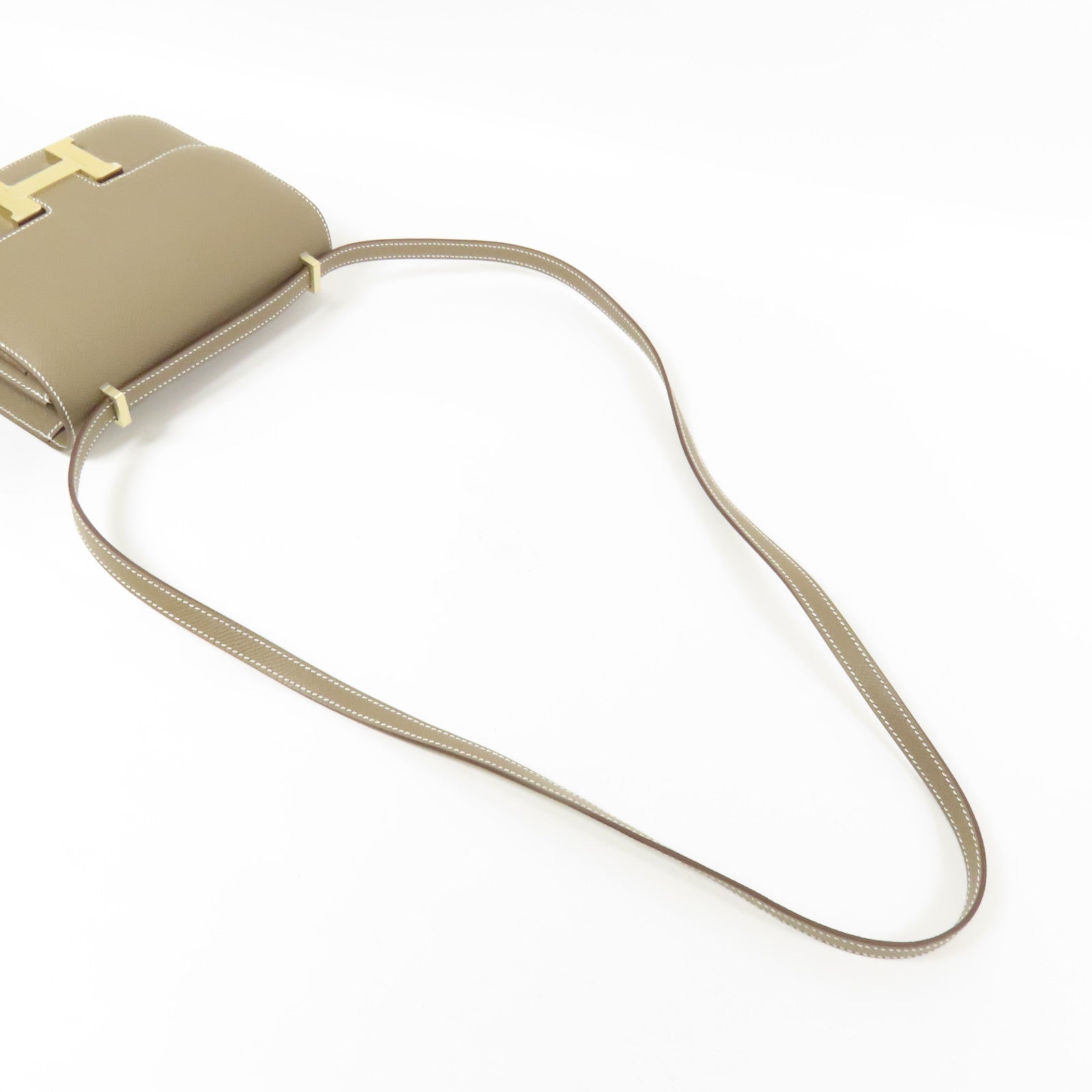 HERMES Epsom皮革Constance Mini金扣肩背袋Etoupe