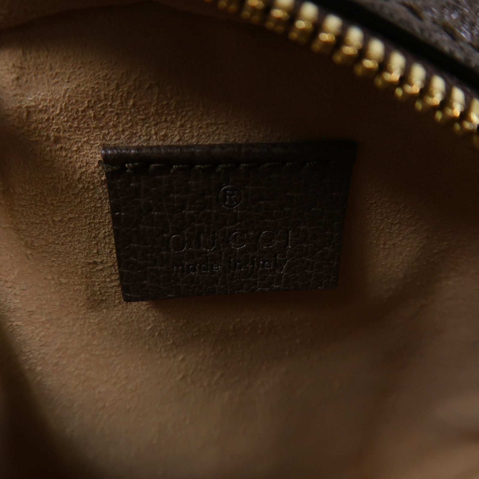 GUCCI 塗層帆布Ophidia GG金扣鏈帶肩背袋啡色