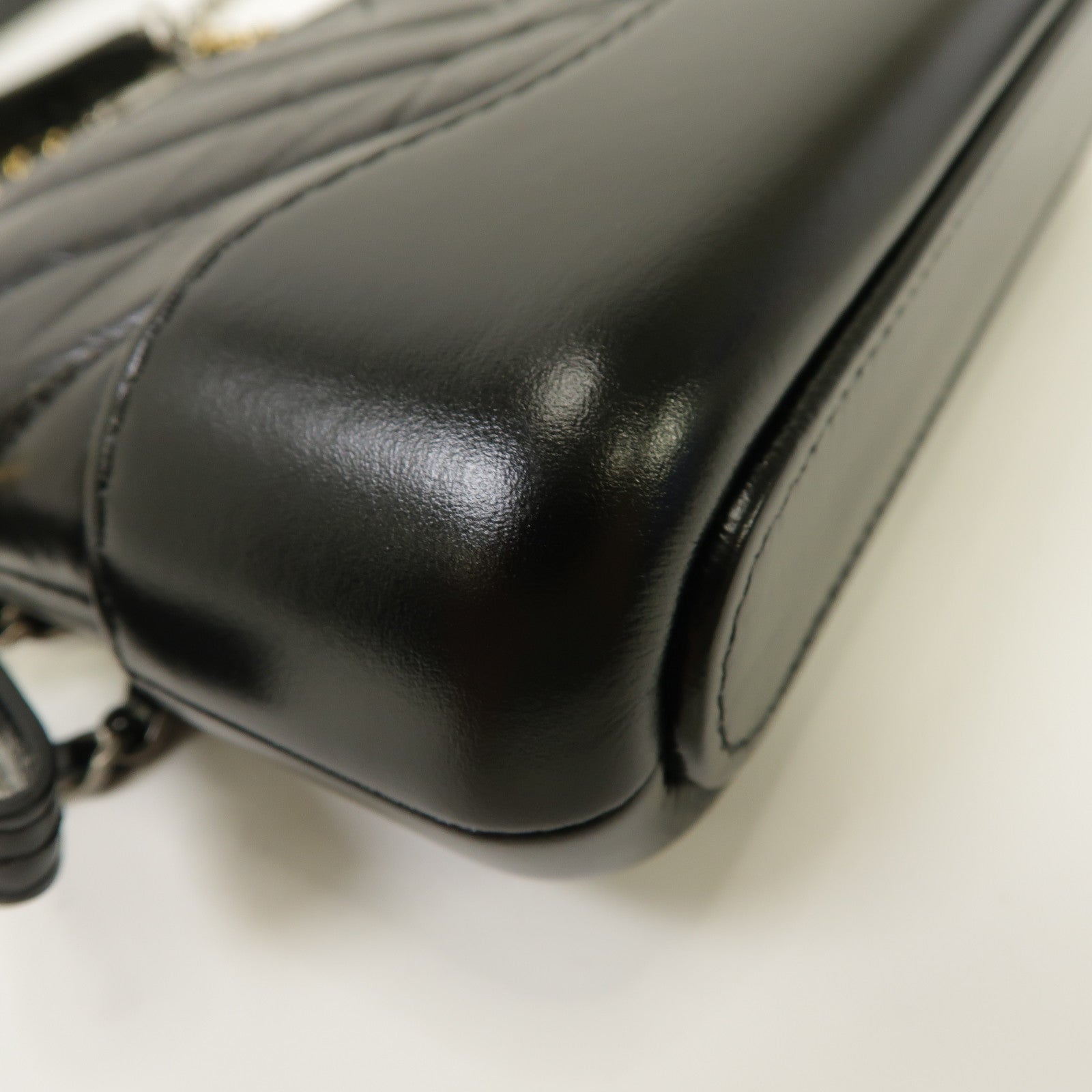 CHANEL 斜紋牛皮皮革Gabrielle Wallet On Chain銀扣鏈帶肩背袋黑色