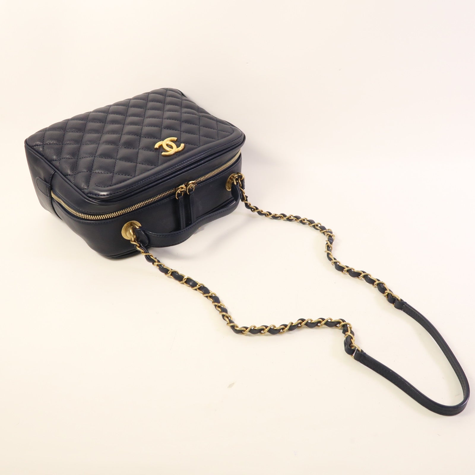 CHANEL 牛皮皮革2 Way Shoulder金扣手挽肩背兩用袋