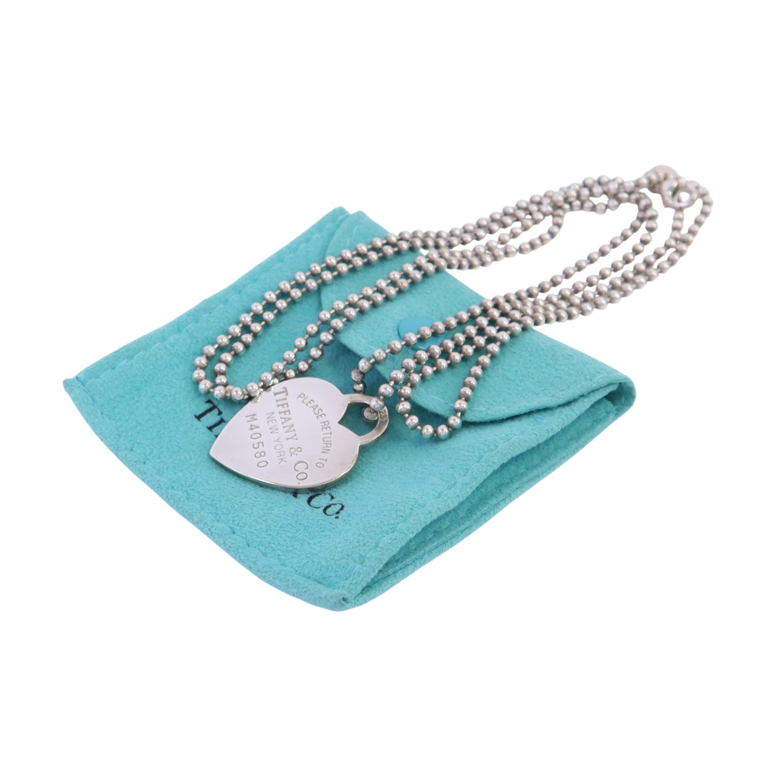 TIFFANY＆CO 925純銀Heart Long Necklcae銀扣項鏈