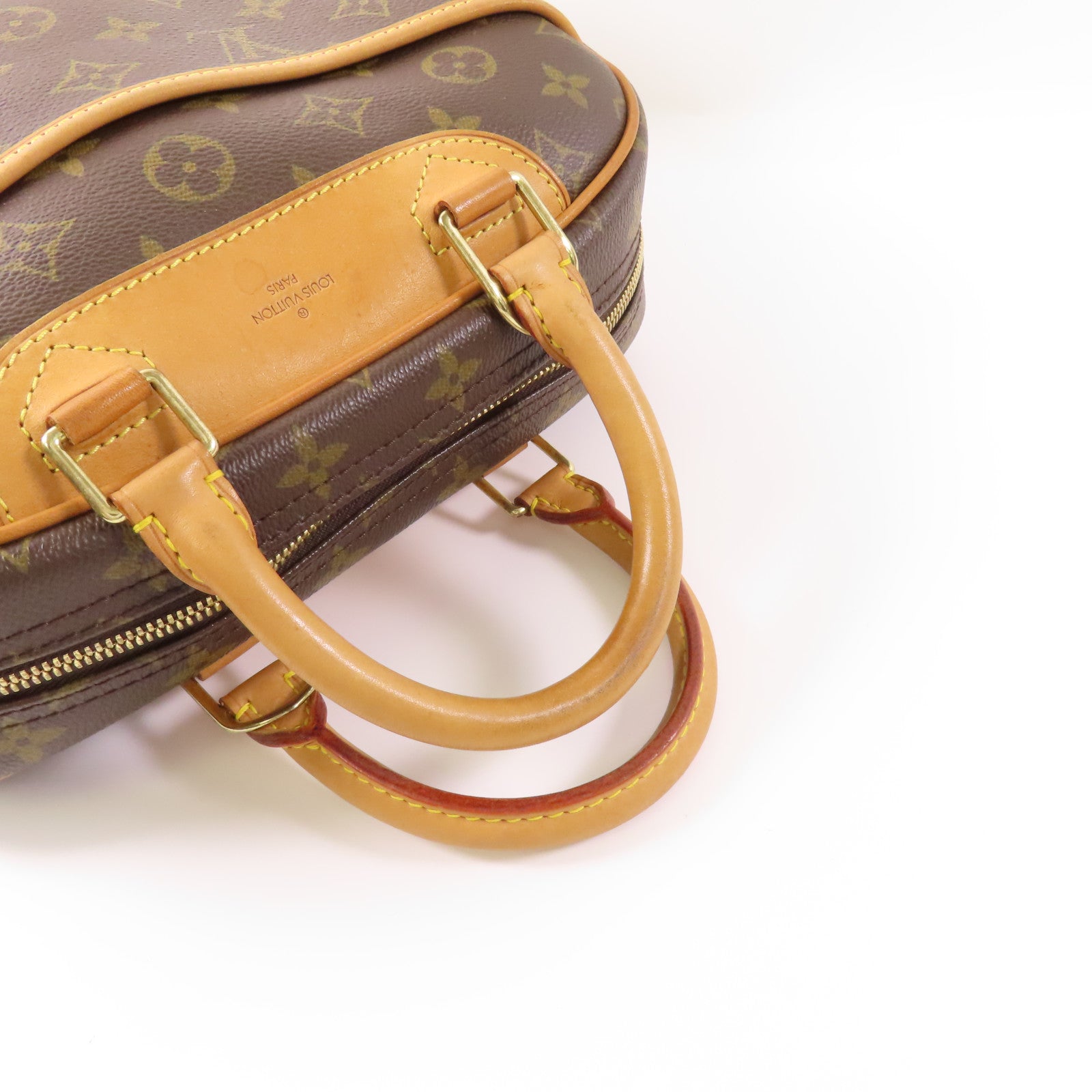 LOUIS VUITTON Monogram Trouville金扣手挽袋棕色