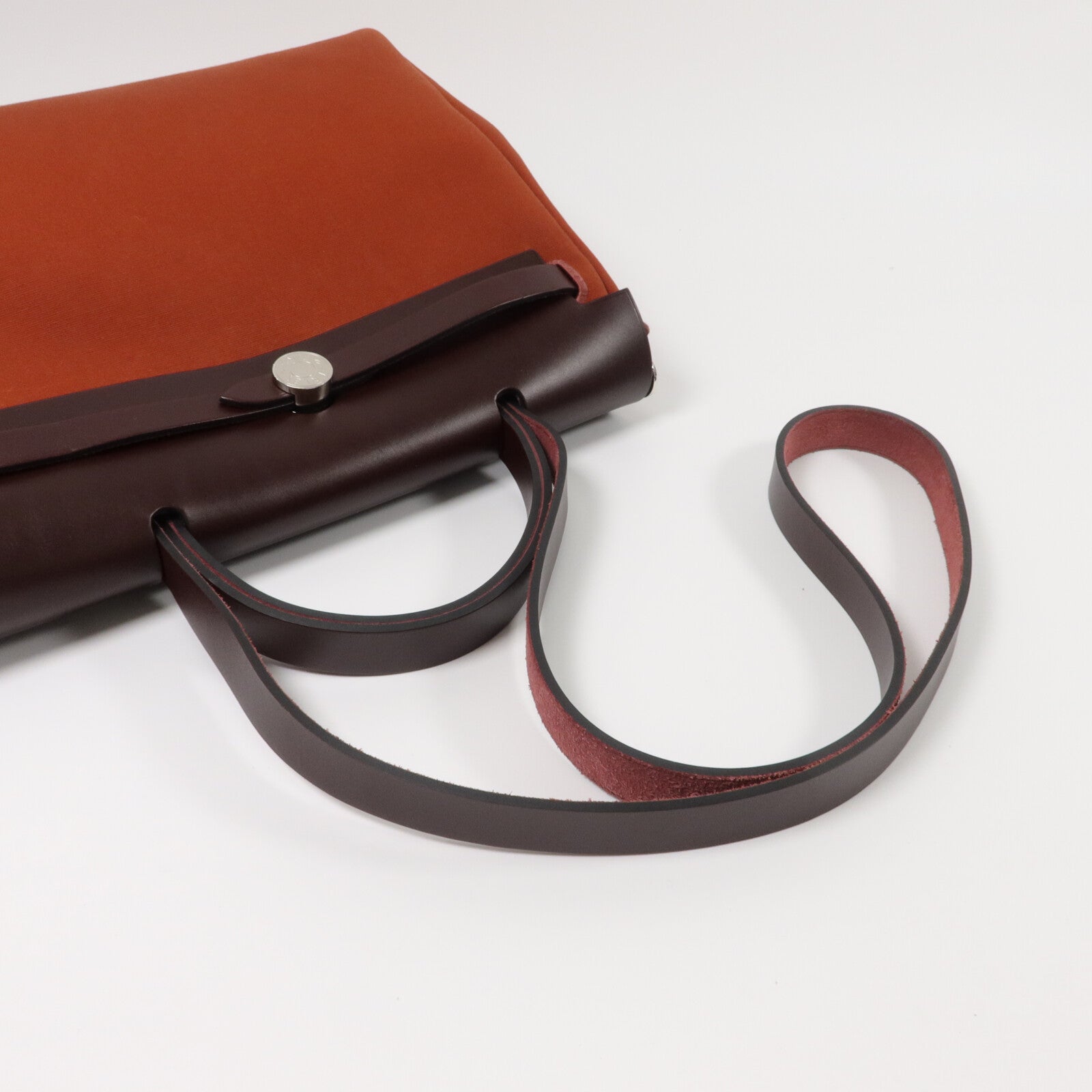 HERMES 帆布Herbag PM手挽肩背兩用袋Cuivre/Orange/Rouge