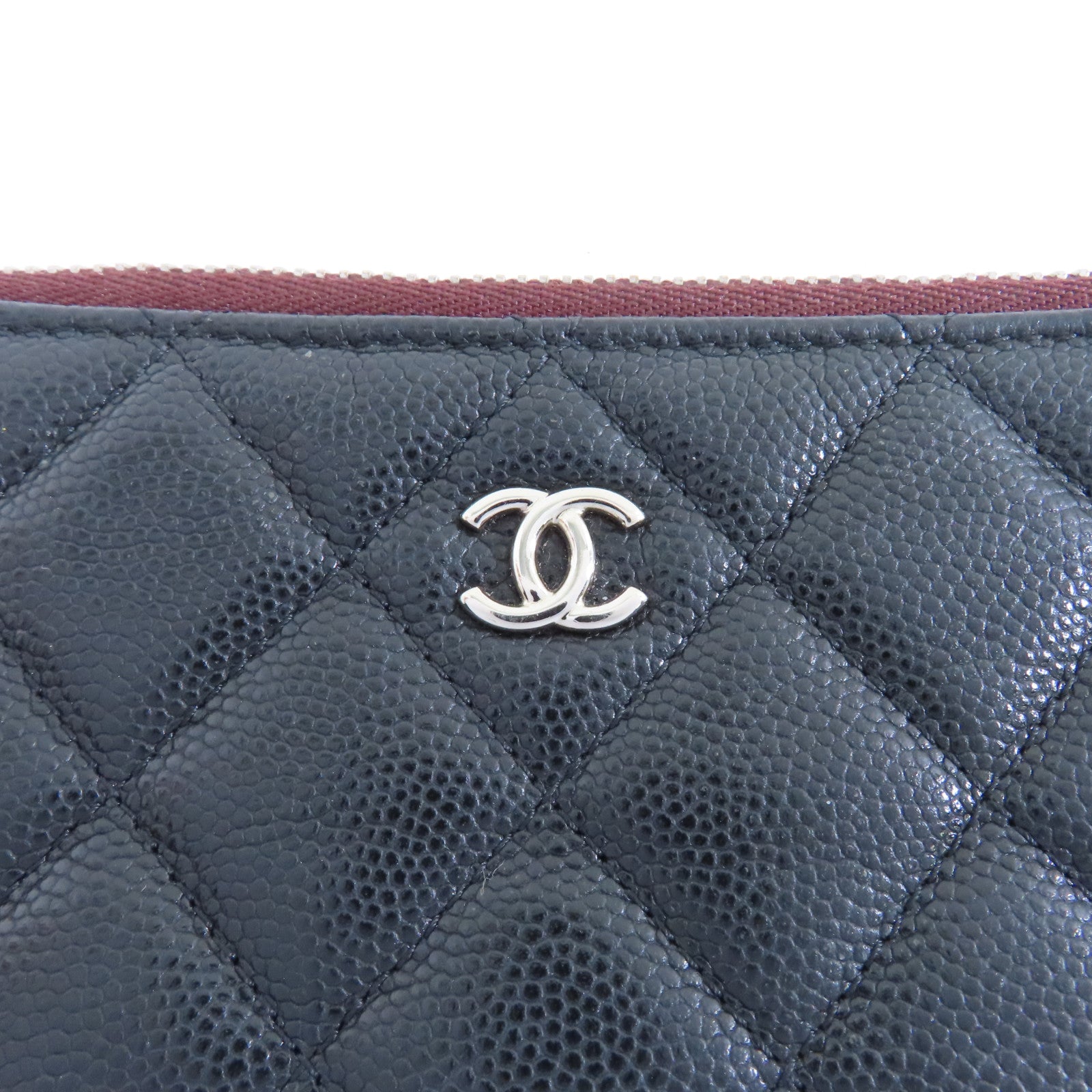 CHANEL 菱格Caviar皮革Coin Purse銀扣零錢包黑色